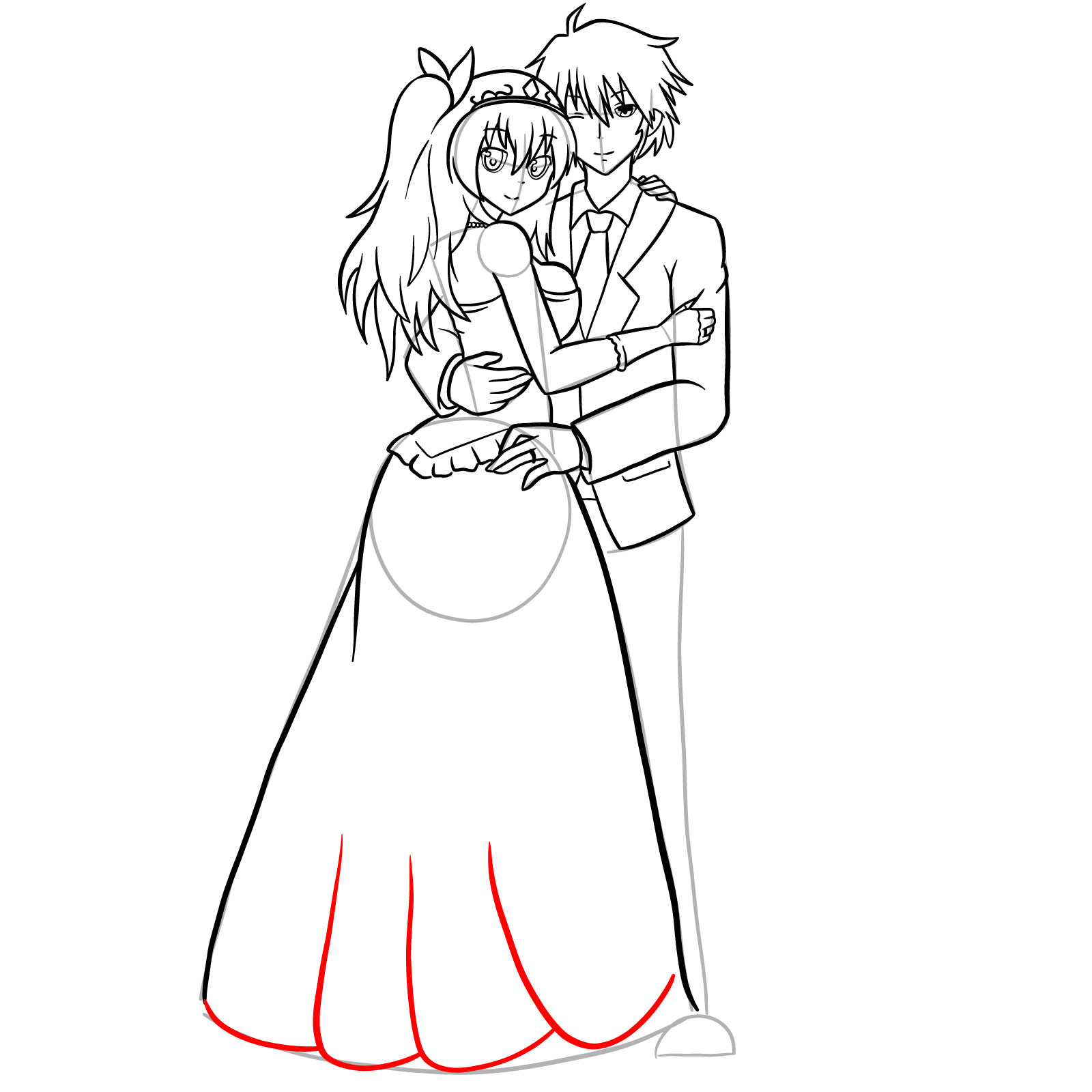 How to draw Ikki and Stella's wedding - step 49