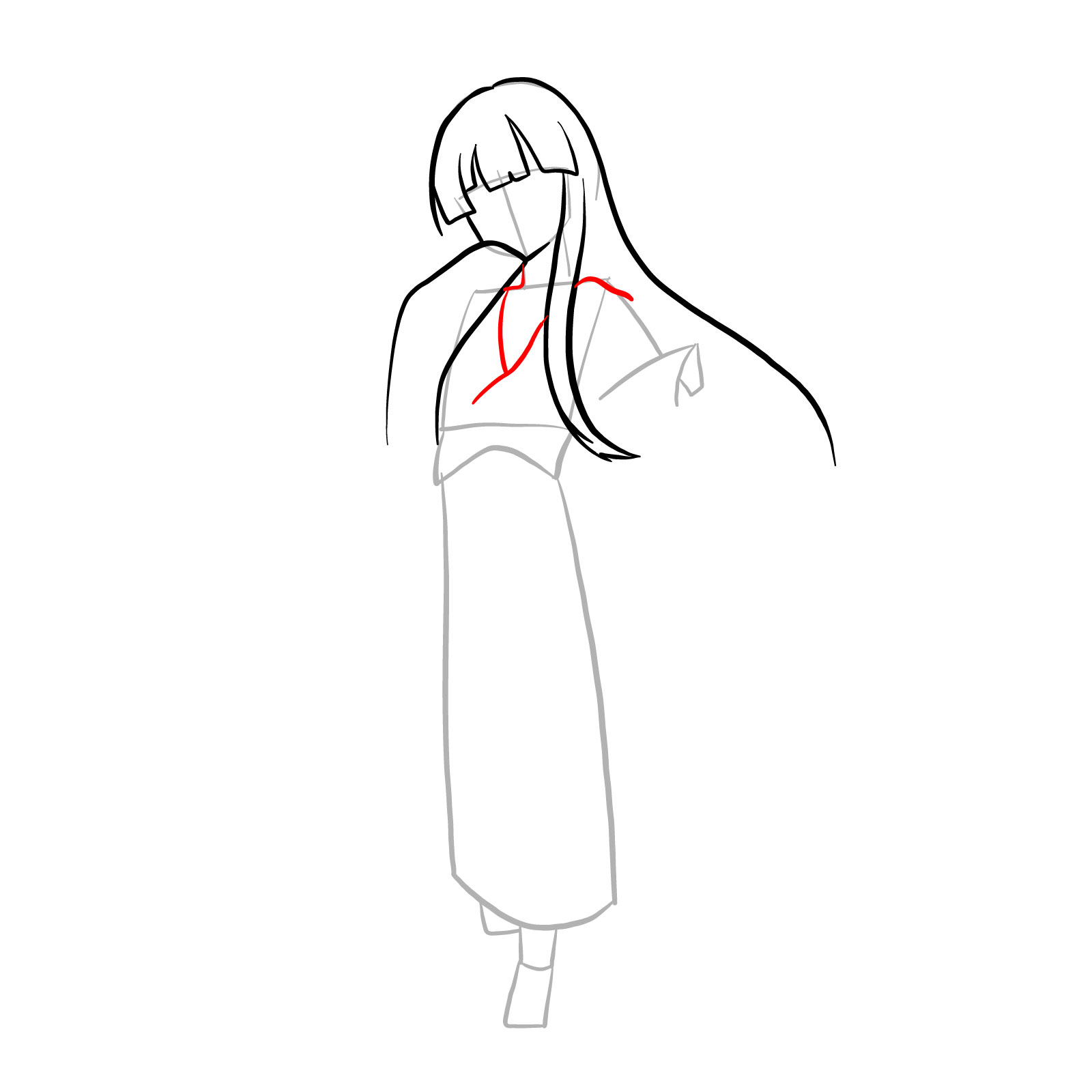 How to draw Nene Saikyo full body - step 07
