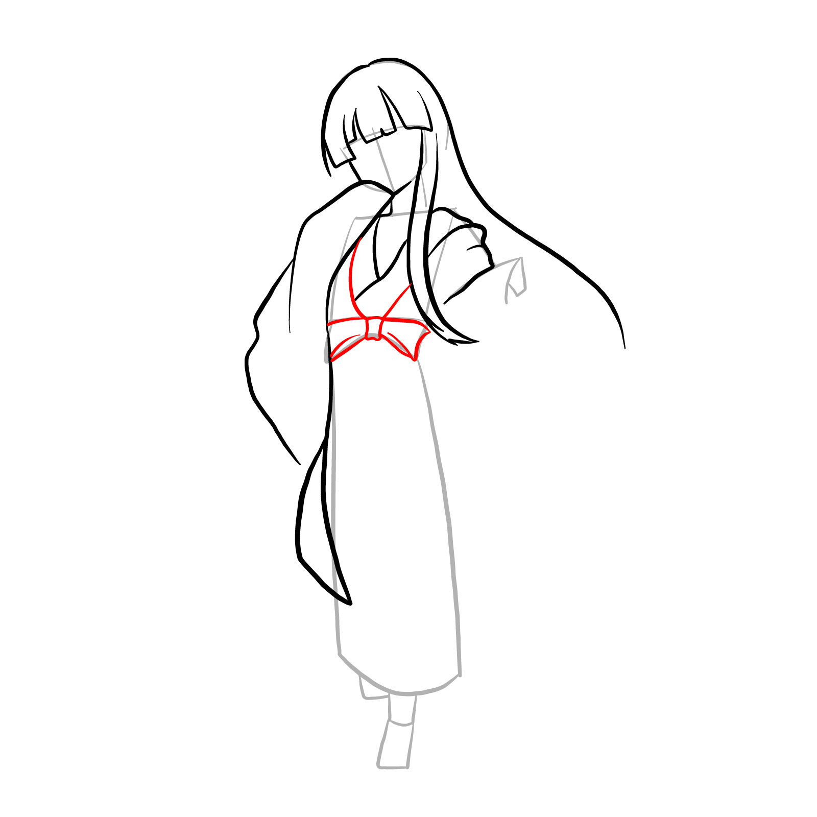How to draw Nene Saikyo full body - step 11