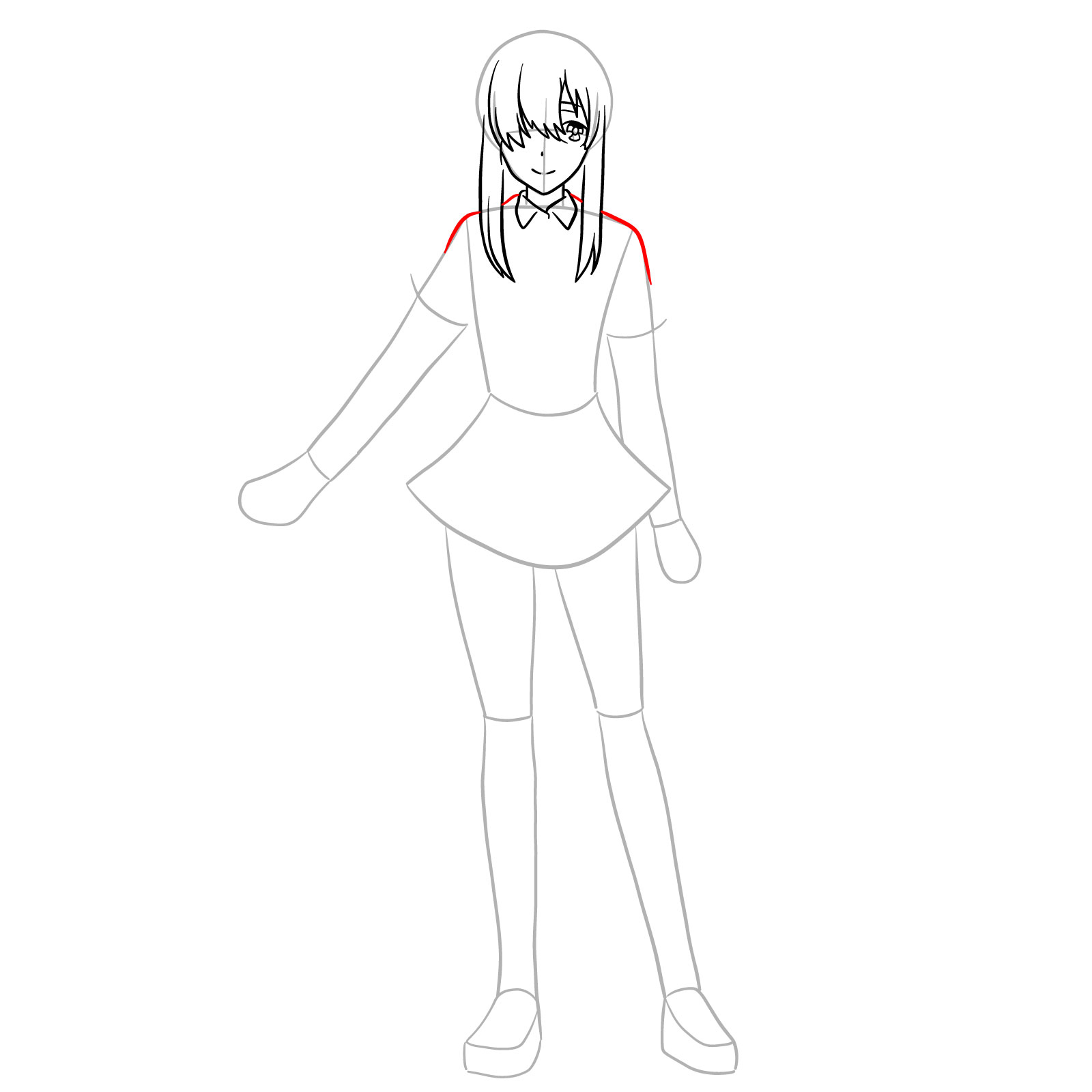 How to draw Ayase Ayatsuji in full growth - step 12