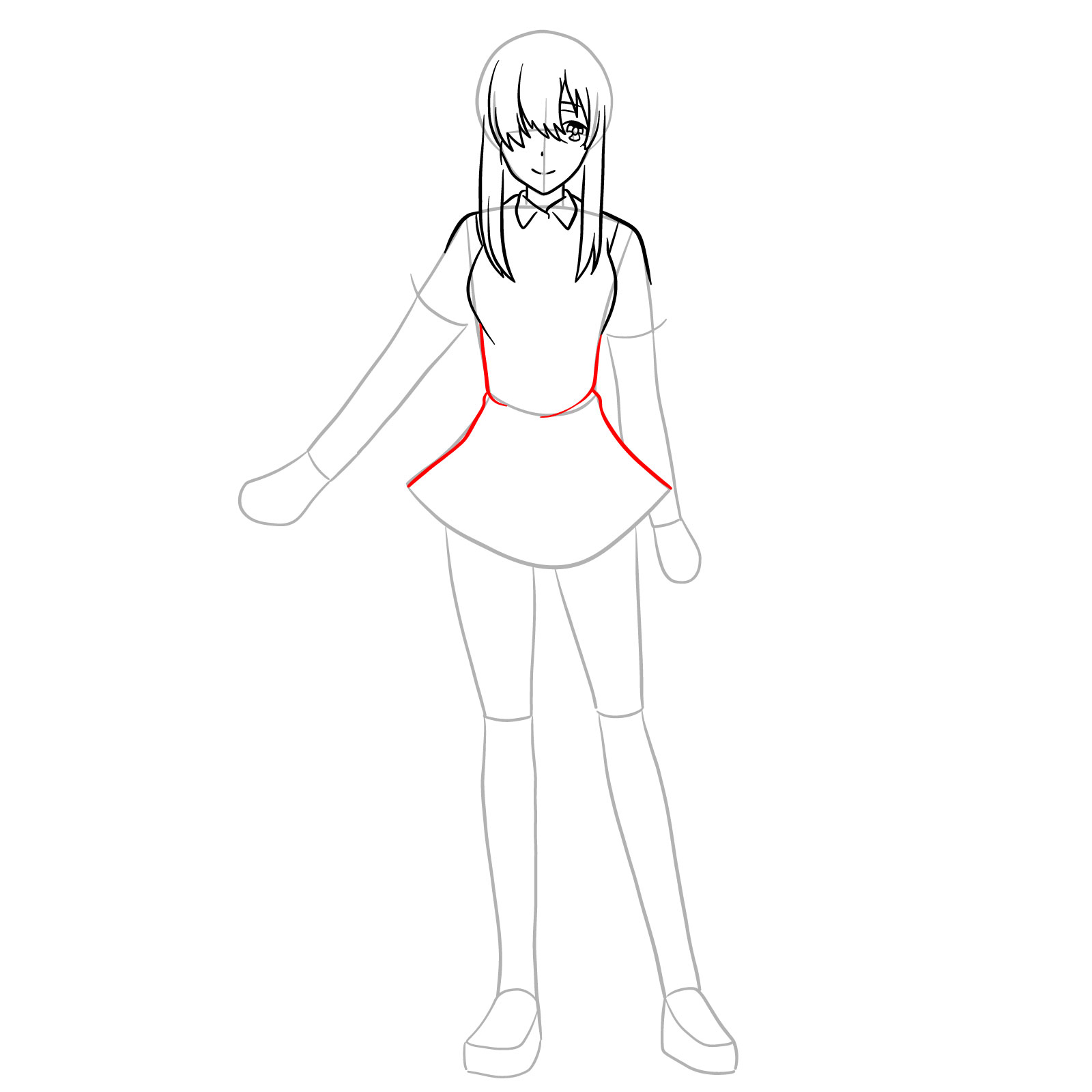 How to draw Ayase Ayatsuji in full growth - step 14