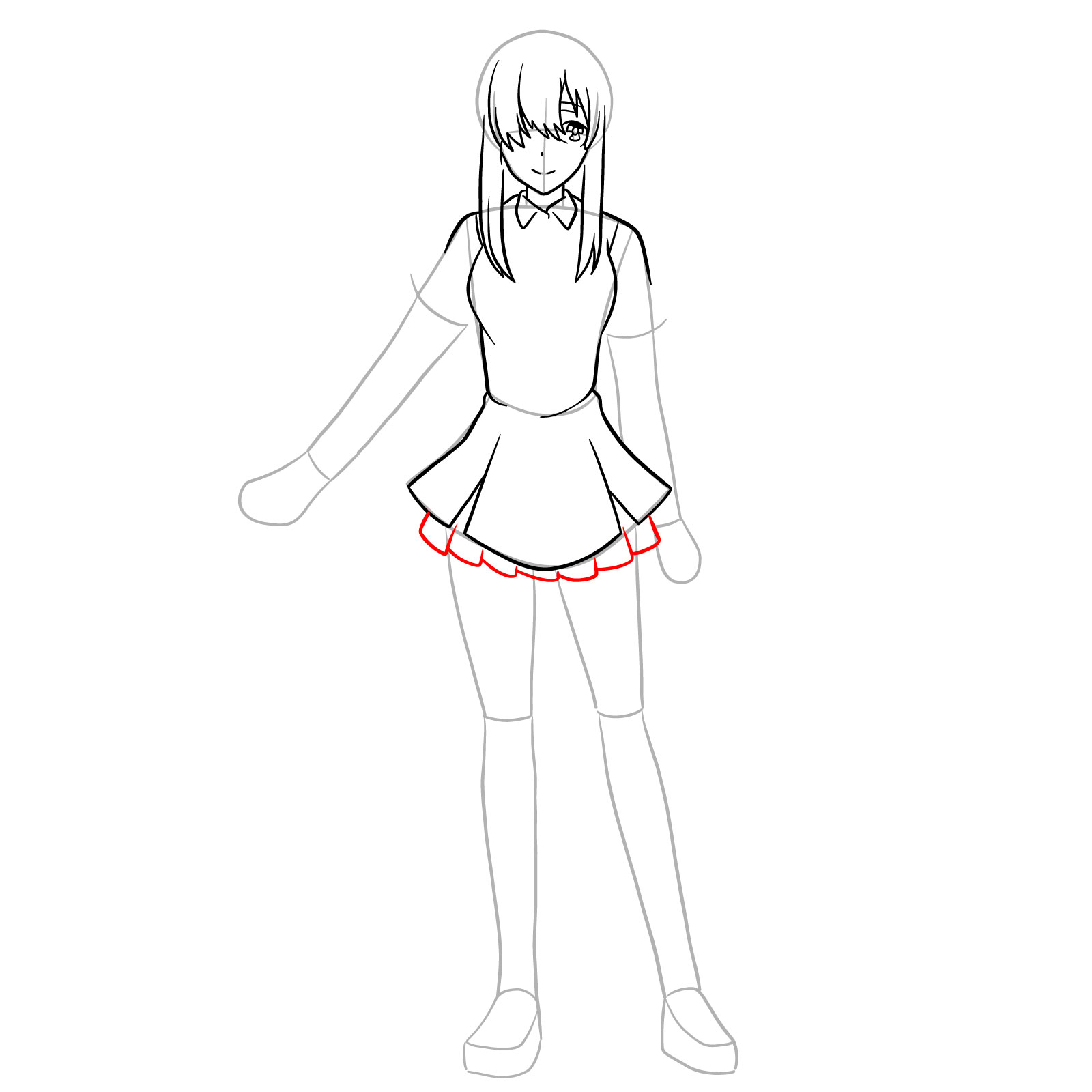 How to draw Ayase Ayatsuji in full growth - step 16