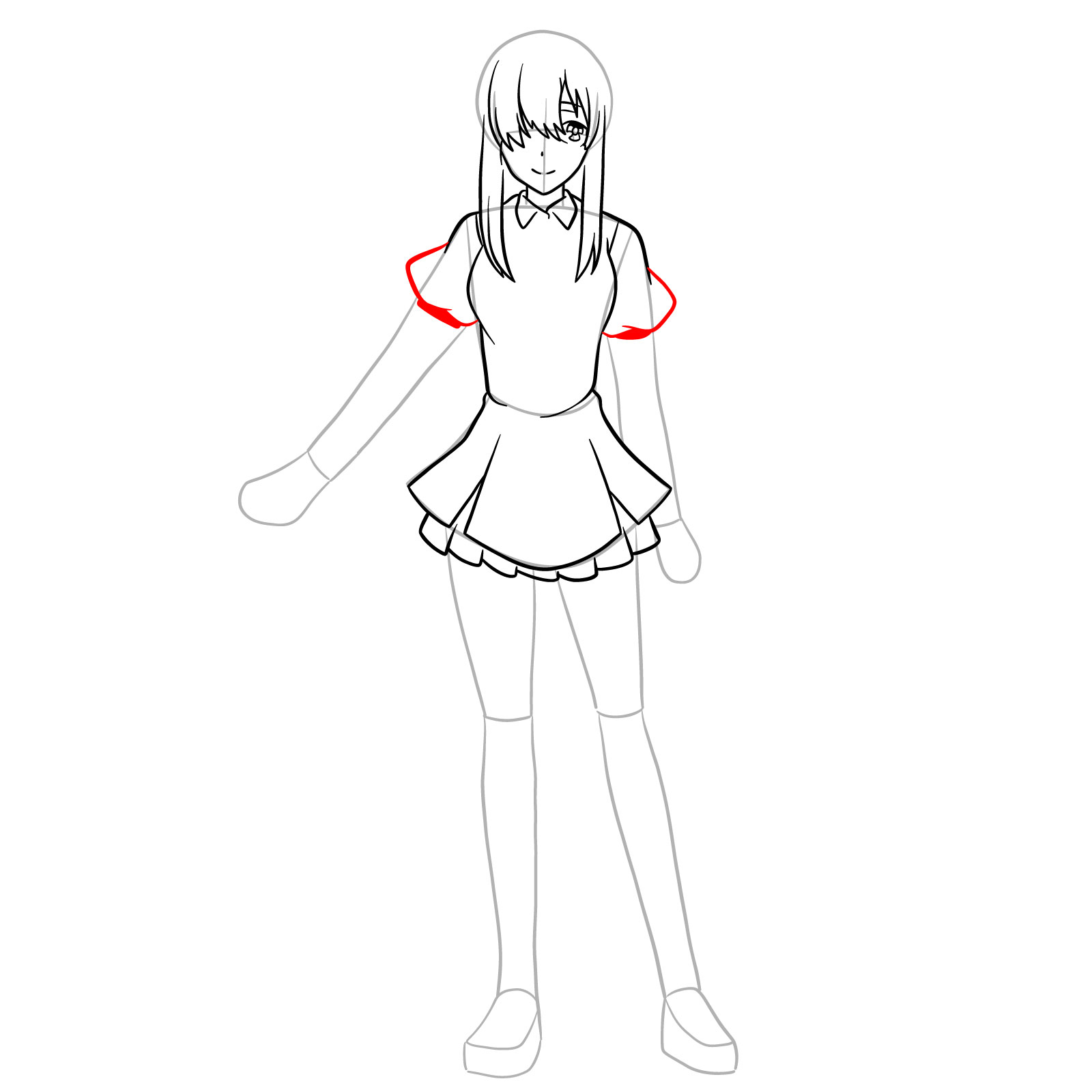 How to draw Ayase Ayatsuji in full growth - step 17