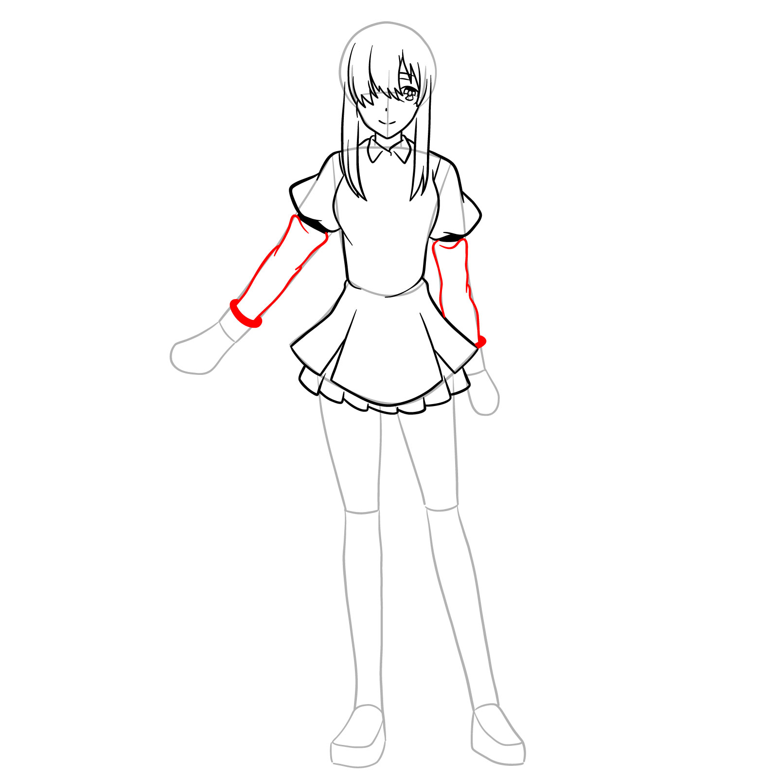 How to draw Ayase Ayatsuji in full growth - step 18