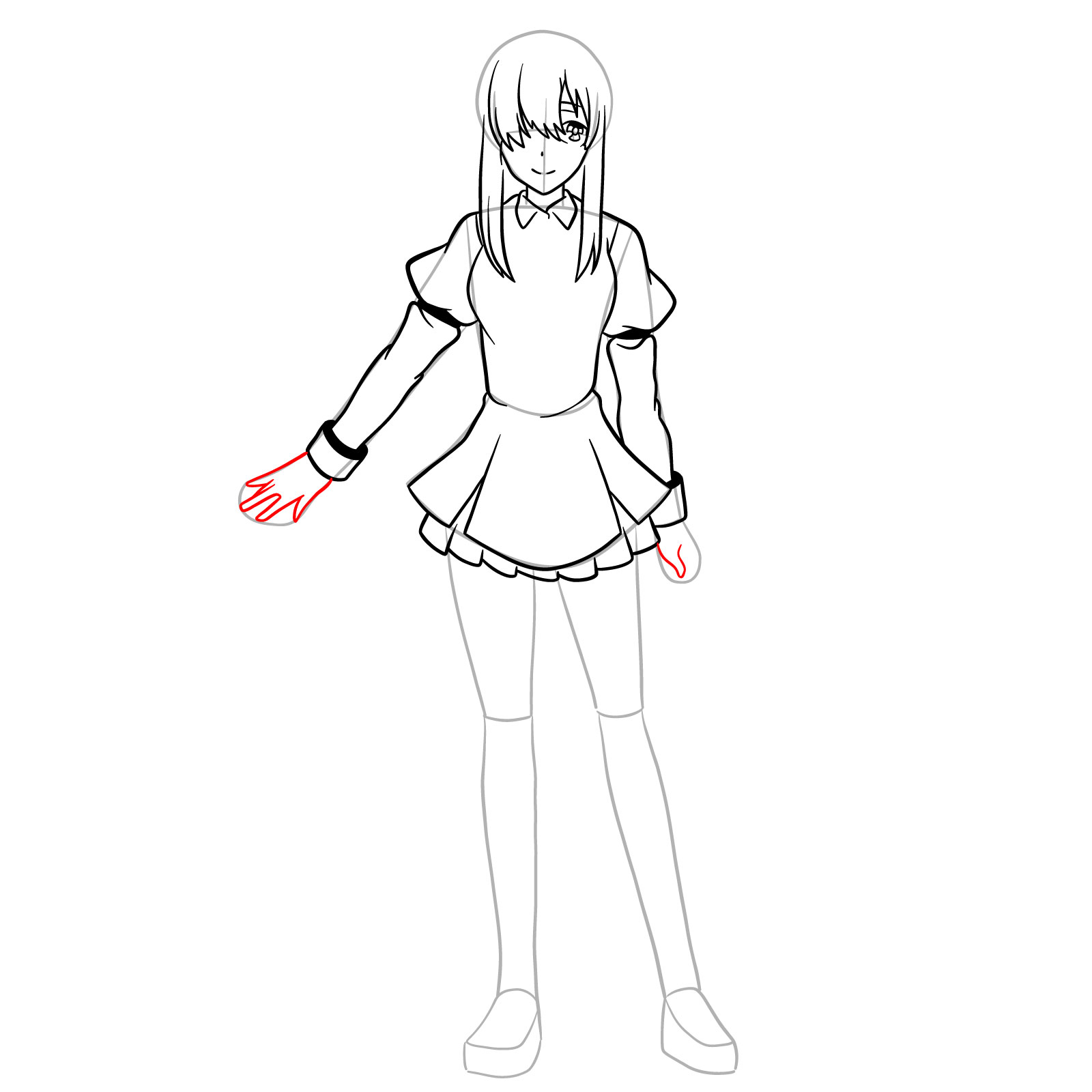 How to draw Ayase Ayatsuji in full growth - step 20