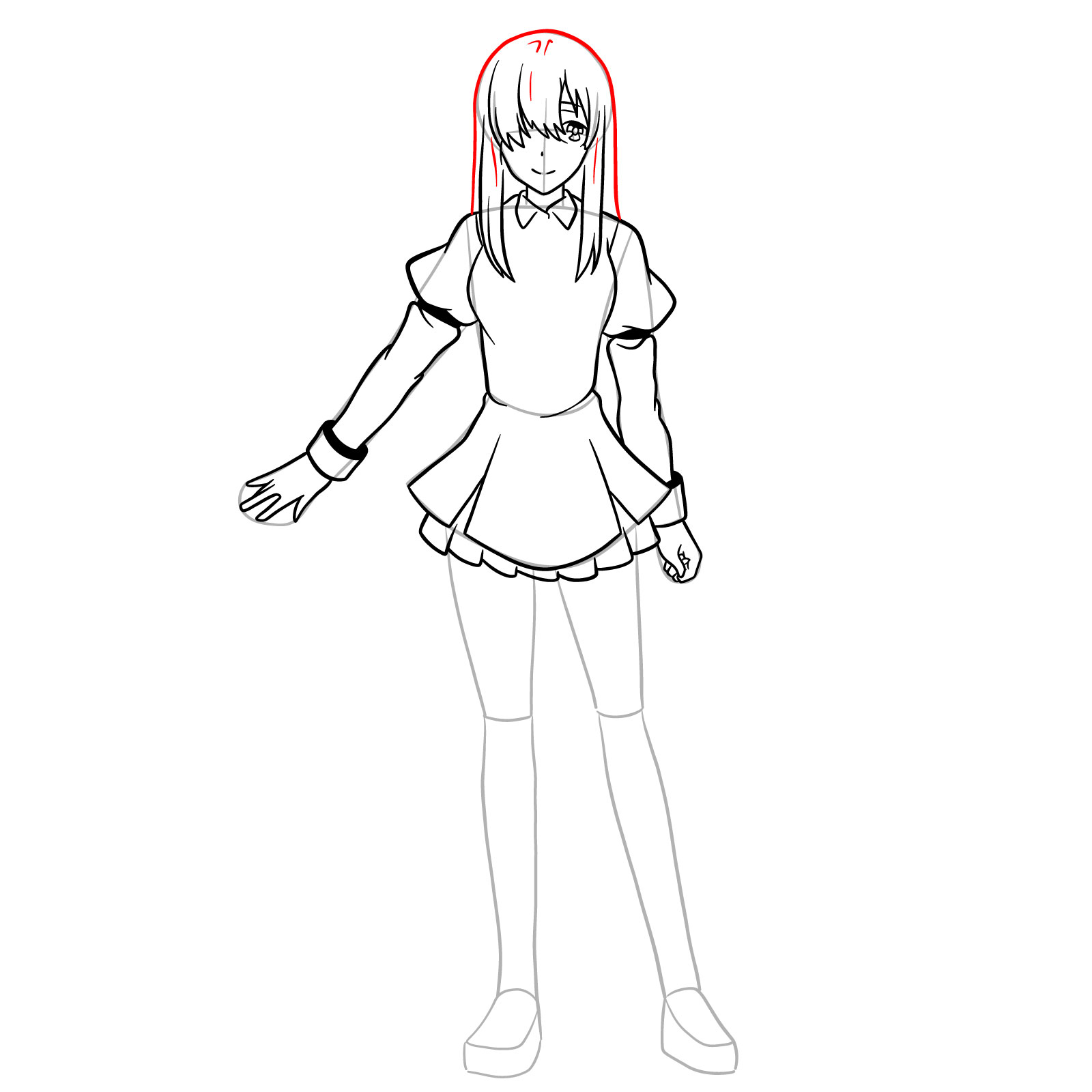 How to draw Ayase Ayatsuji in full growth - step 22