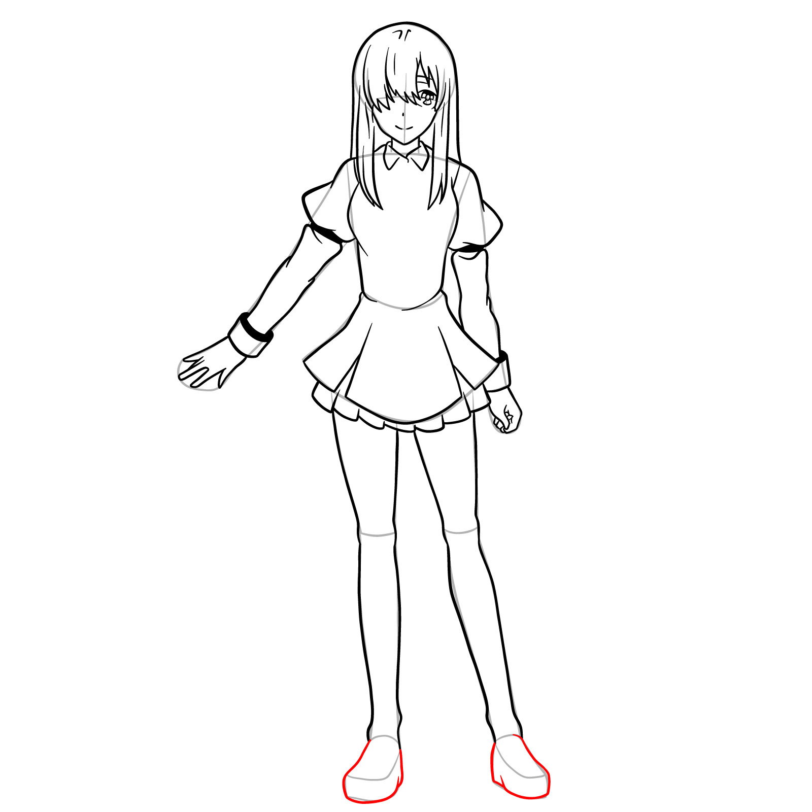 How to draw Ayase Ayatsuji in full growth - step 25