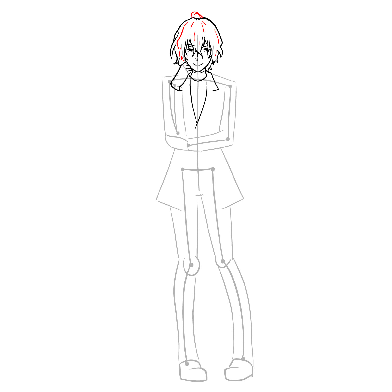 How to draw Nagi Arisuin in full growth - step 17