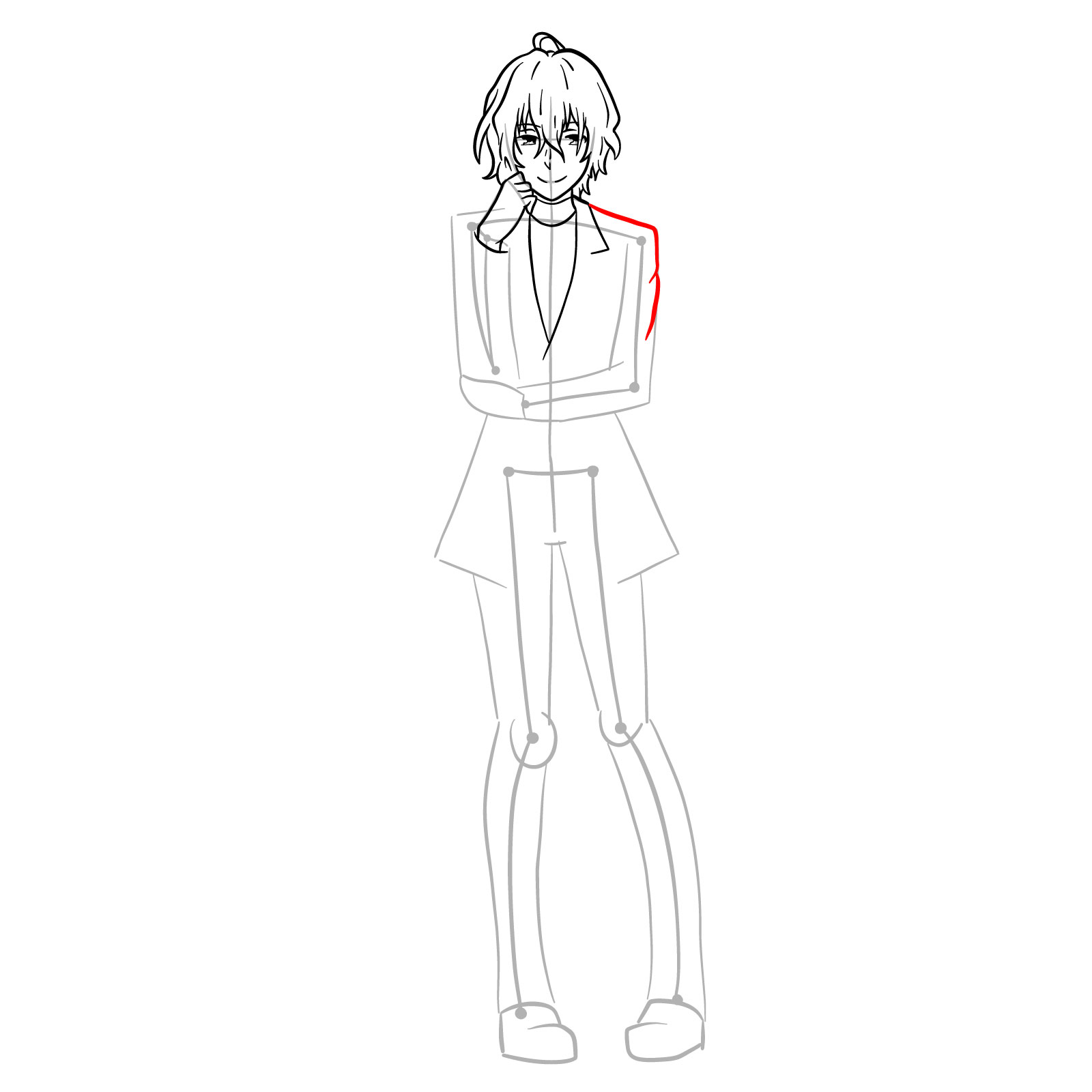 How to draw Nagi Arisuin in full growth - step 18