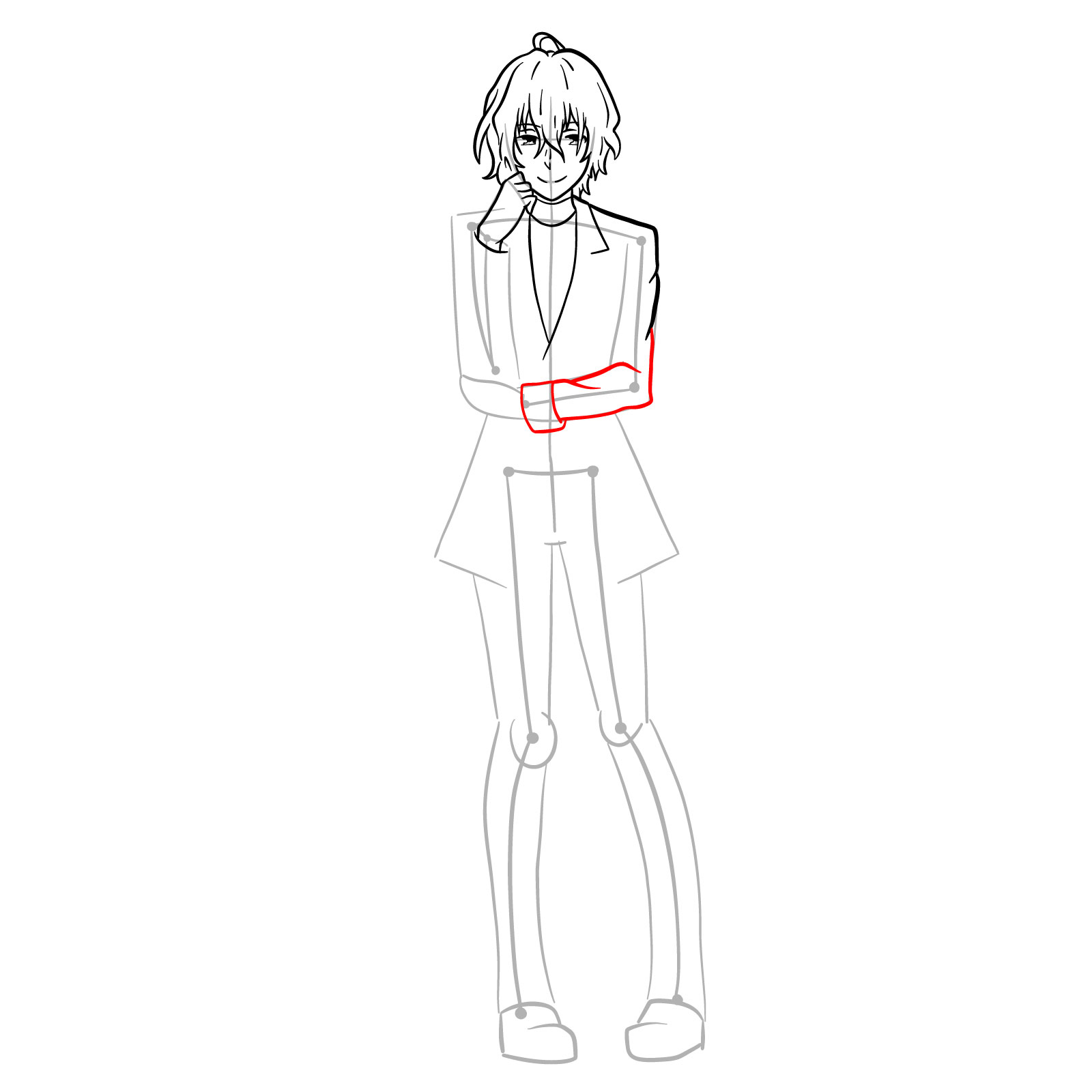 How to draw Nagi Arisuin in full growth - step 19