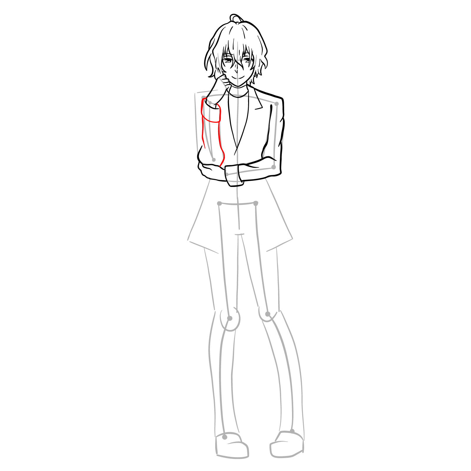 How to draw Nagi Arisuin in full growth - step 21