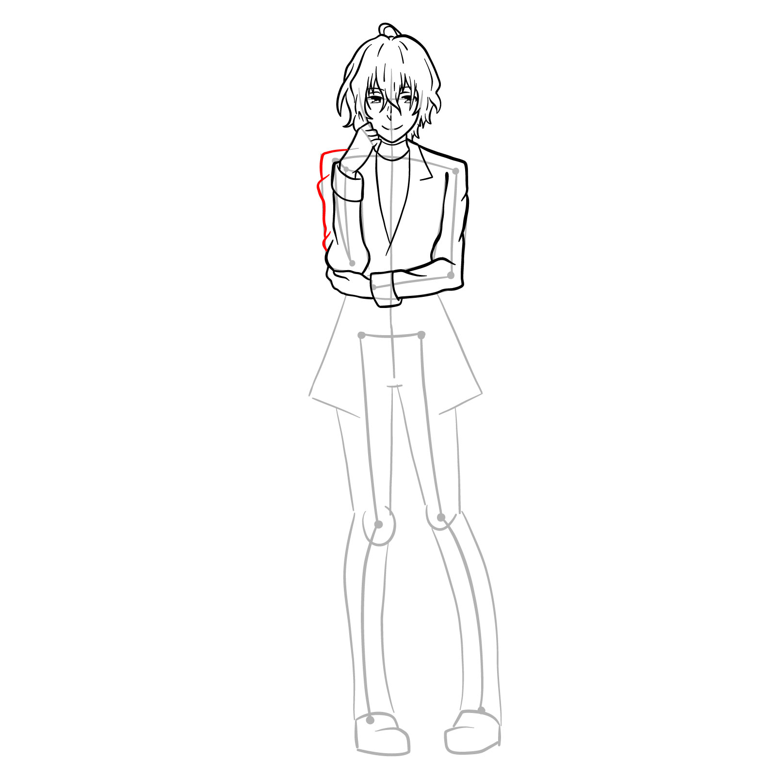 How to draw Nagi Arisuin in full growth - step 22
