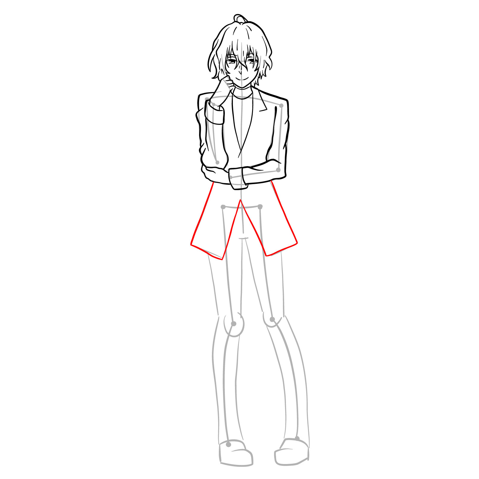 How to draw Nagi Arisuin in full growth - step 23