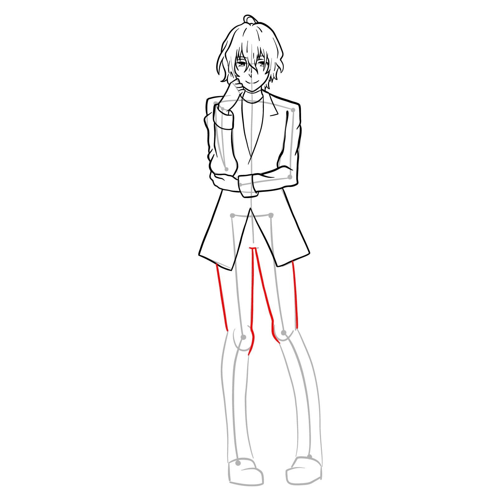 How to draw Nagi Arisuin in full growth - step 24