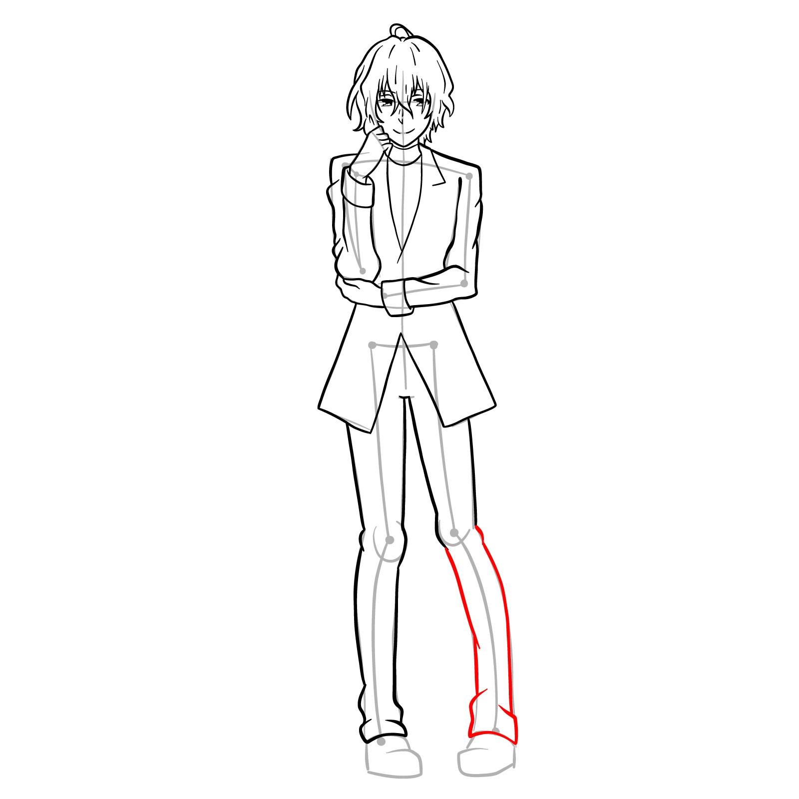 How to draw Nagi Arisuin in full growth - step 26