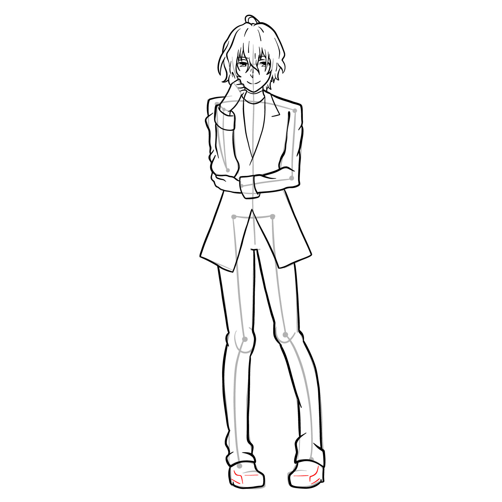 How to draw Nagi Arisuin in full growth - step 28