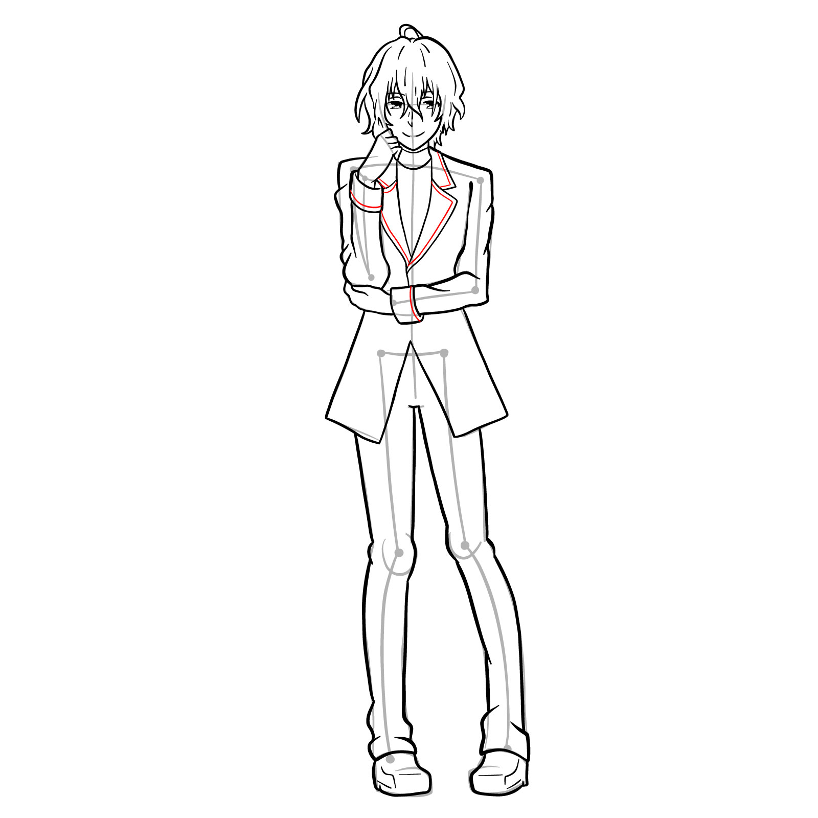 How to draw Nagi Arisuin in full growth - step 30