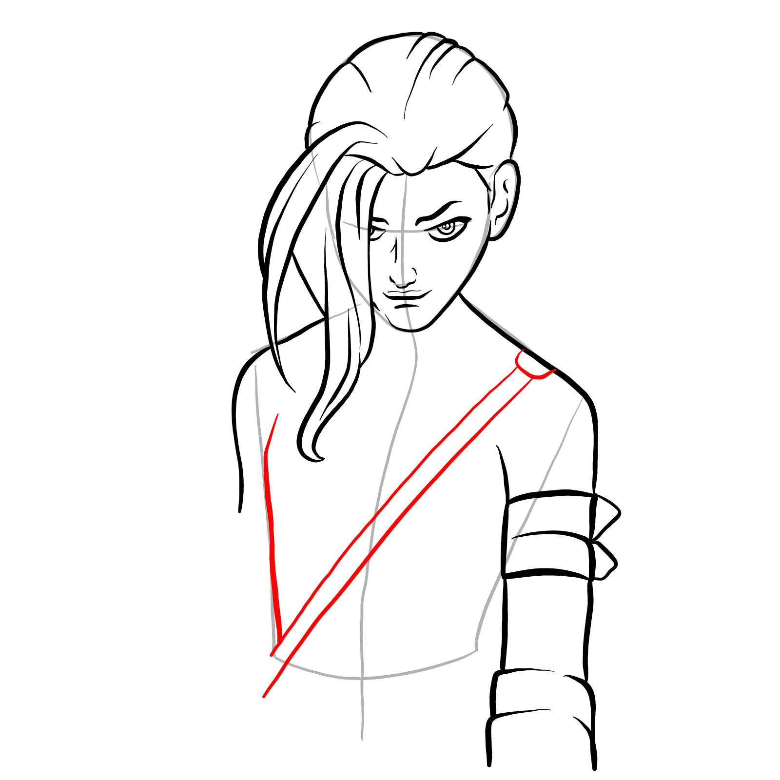 How to draw grown-up Jinx - step 19