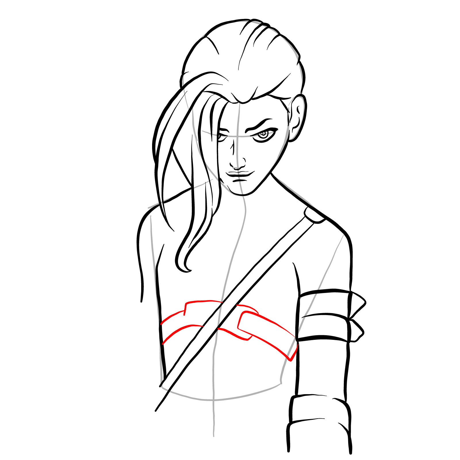 How to draw grown-up Jinx - step 20