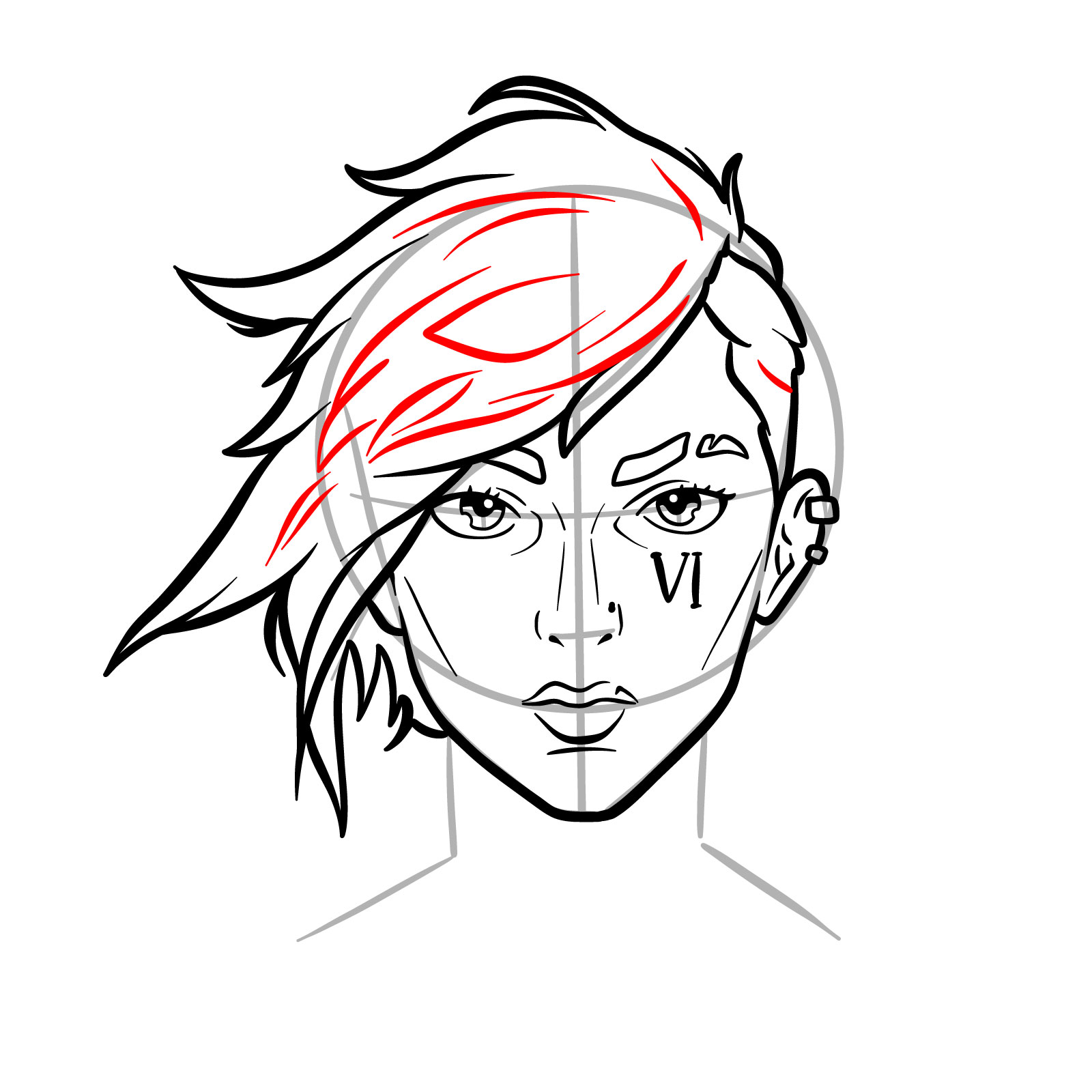 How to draw the face of Vi from Arcane - step 12