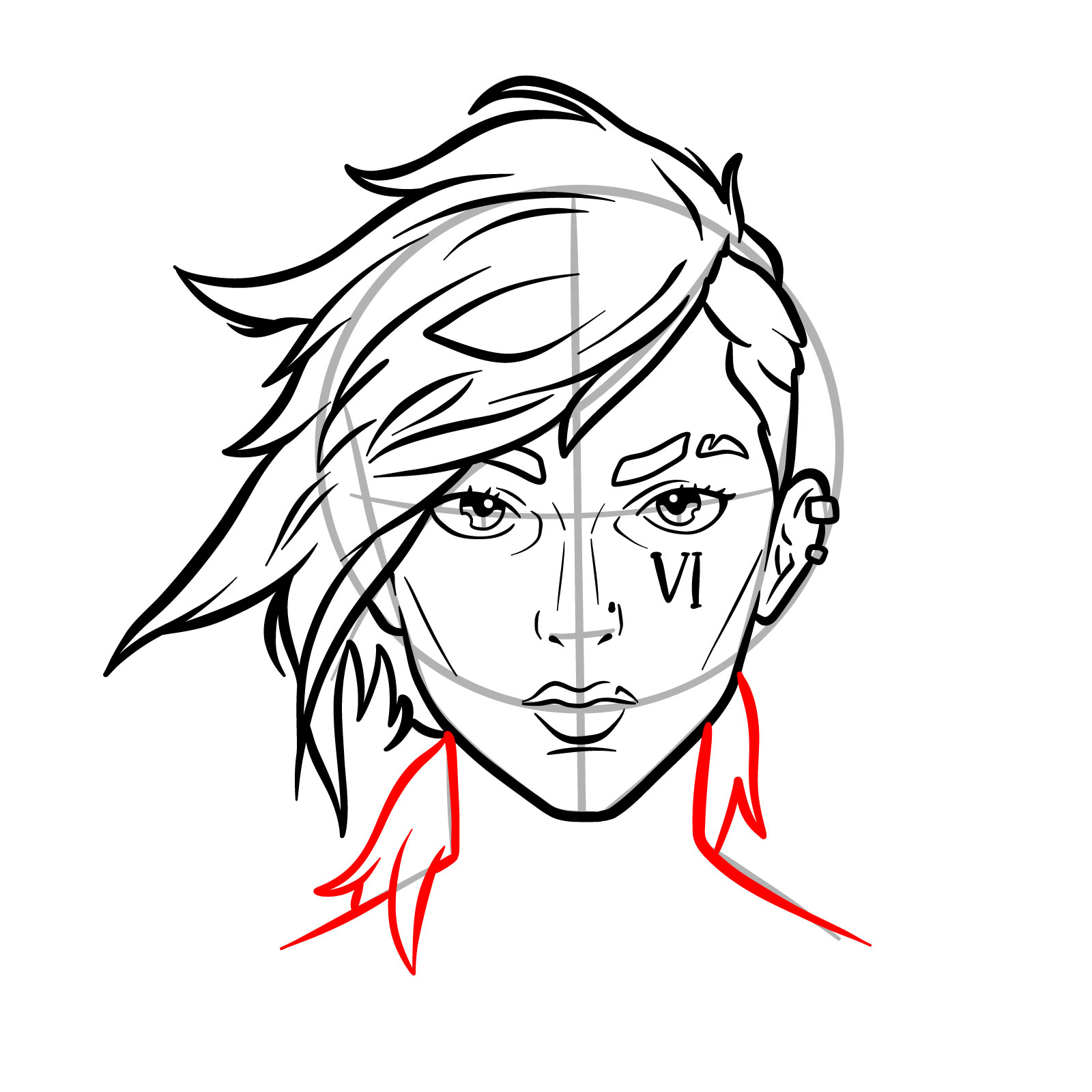 How to draw the face of Vi from Arcane - step 13