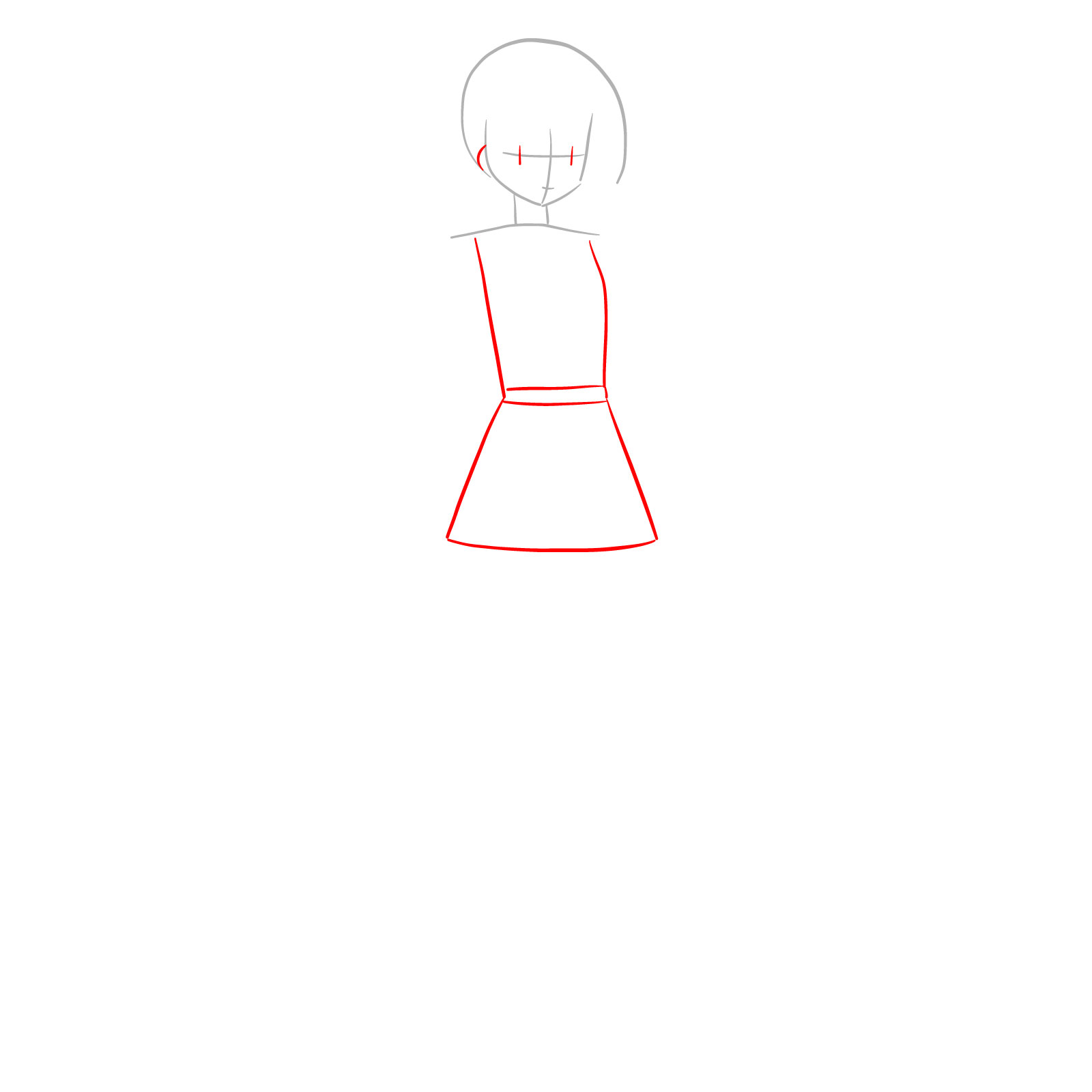 How to draw Shouko Kirishima - step 02