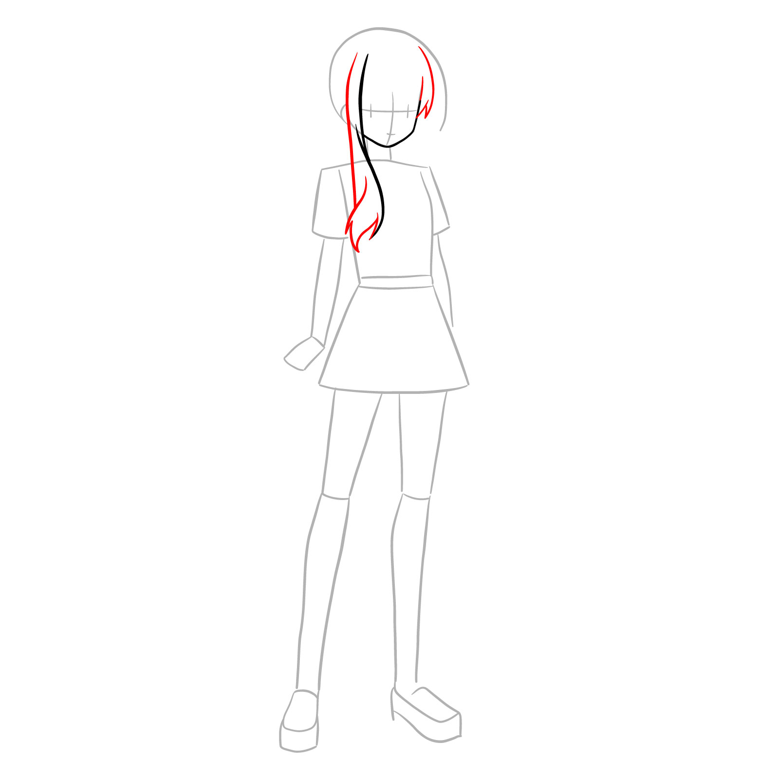 How to draw Shouko Kirishima - step 06
