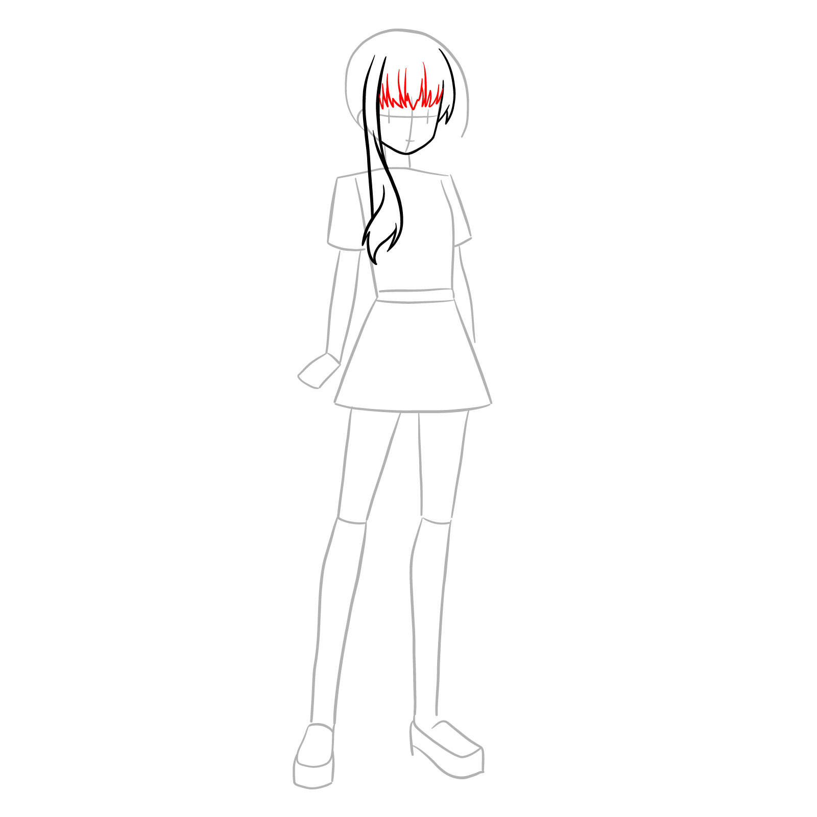 How to draw Shouko Kirishima - step 07