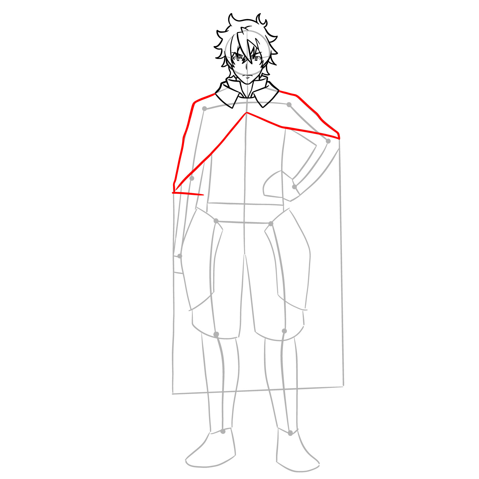How to draw Naofumi Iwatani from The Rising of the Shield Hero - step 11