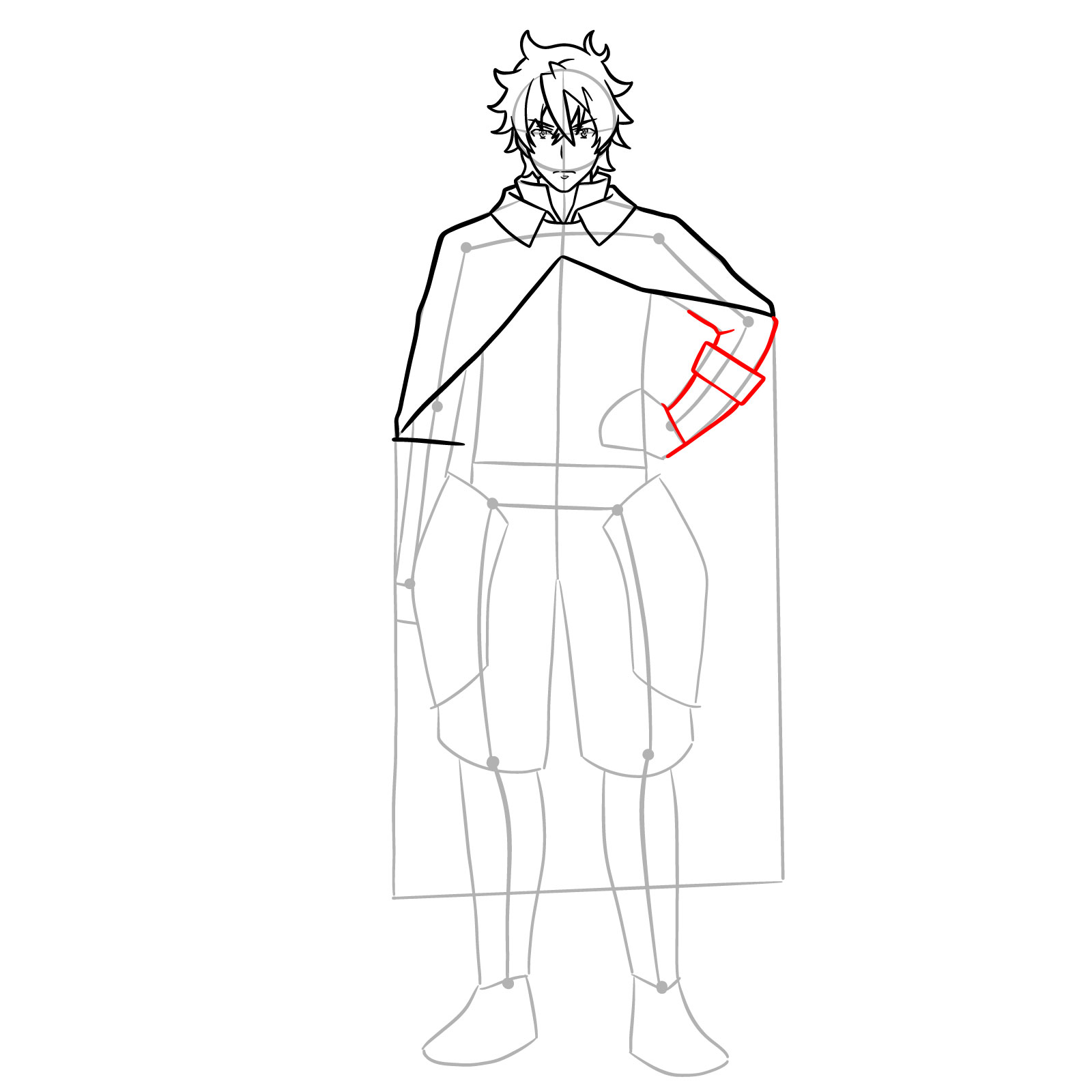 How to draw Naofumi Iwatani from The Rising of the Shield Hero - step 12