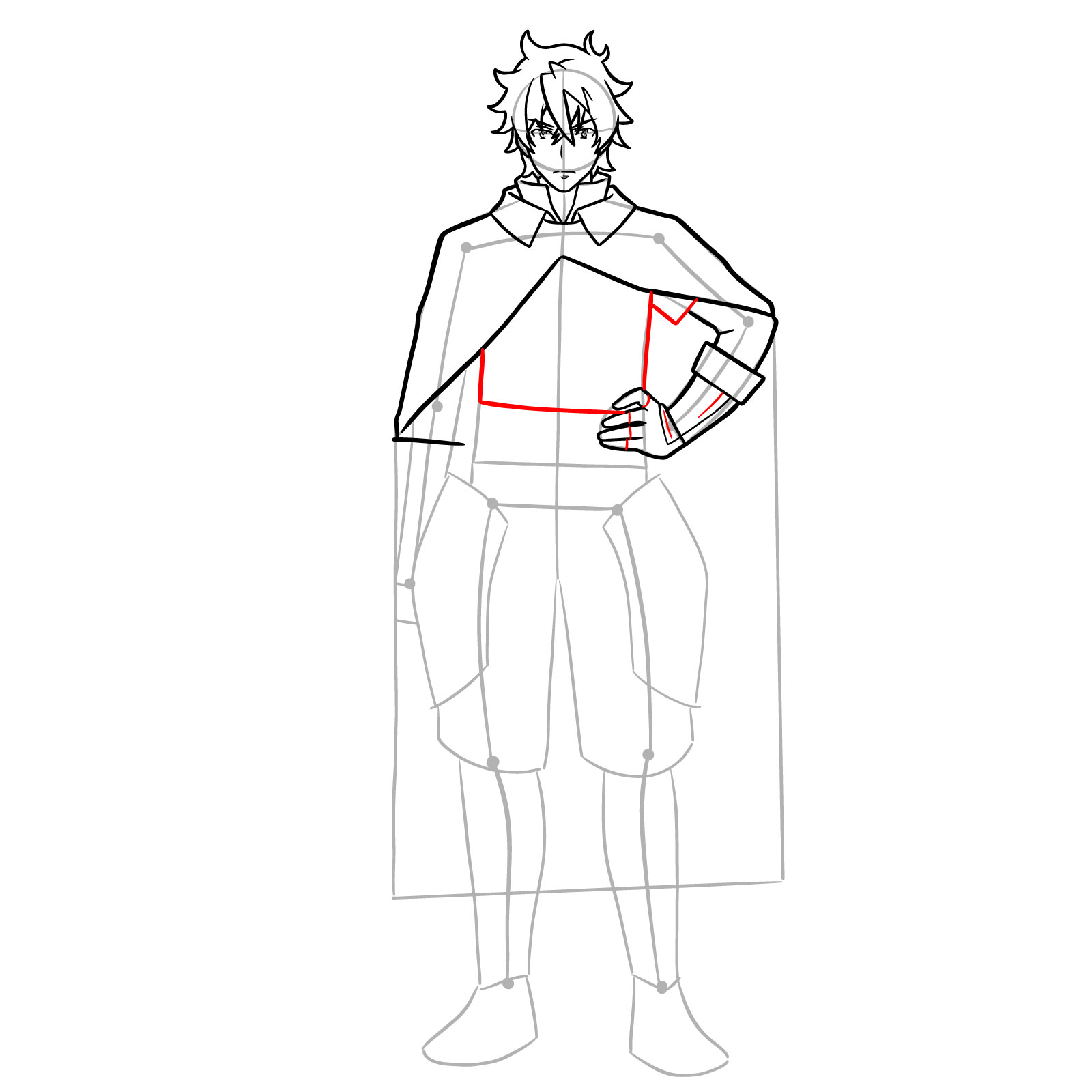 How to draw Naofumi Iwatani from The Rising of the Shield Hero - step 14