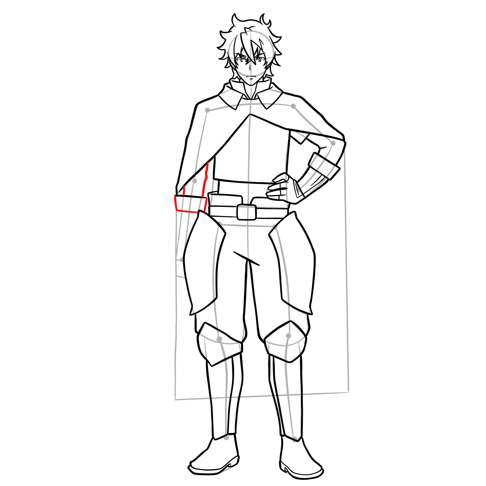 How to draw Naofumi Iwatani from The Rising of the Shield Hero - step 21