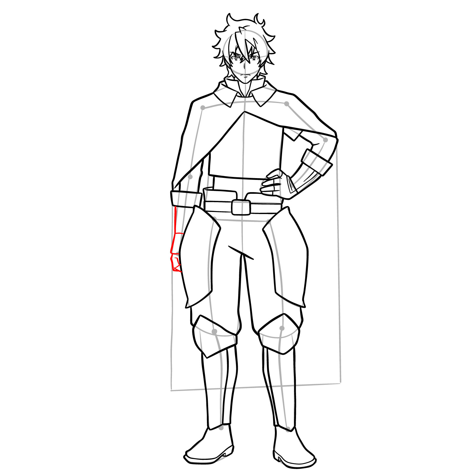 How to draw Naofumi Iwatani from The Rising of the Shield Hero - step 22