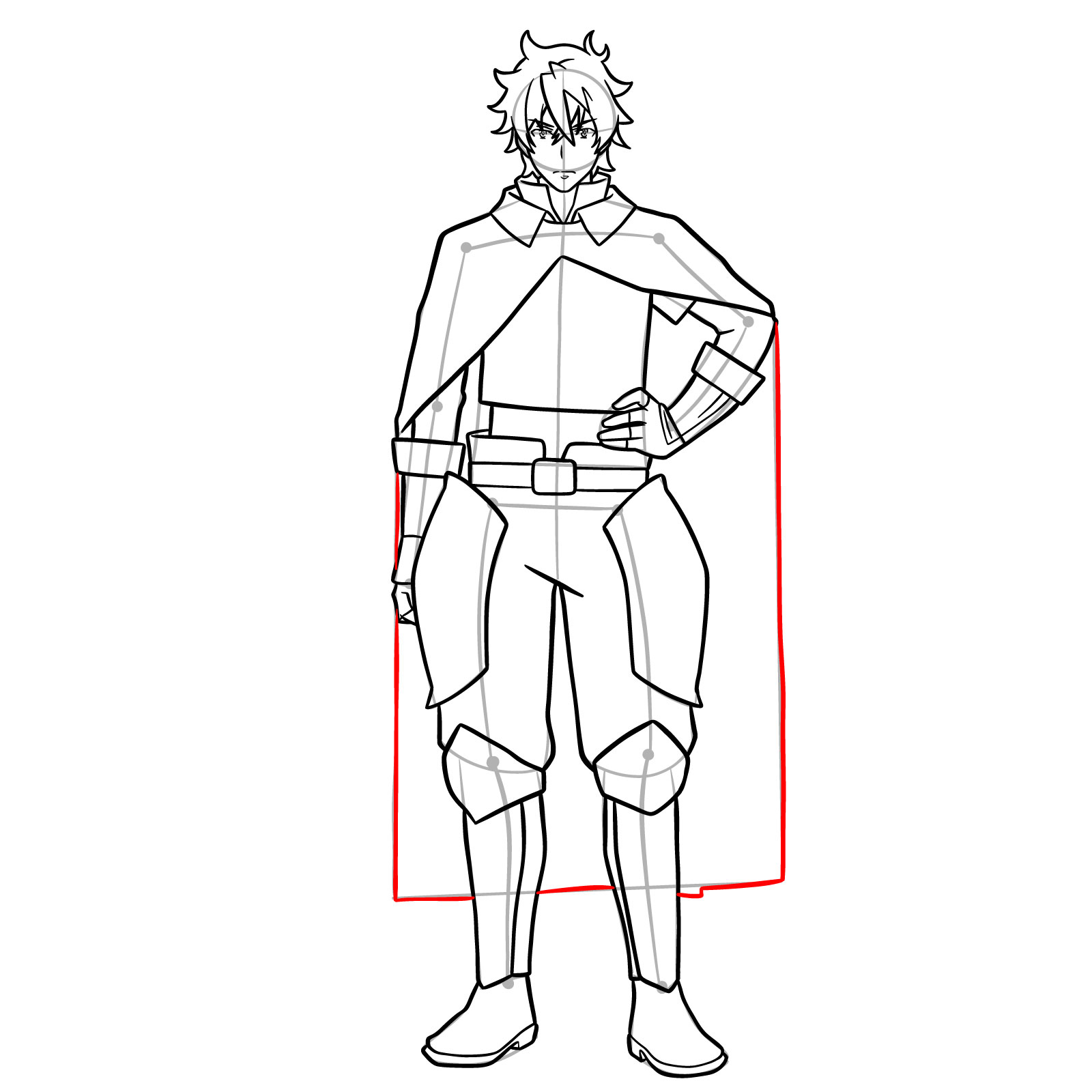 How to draw Naofumi Iwatani from The Rising of the Shield Hero - step 23