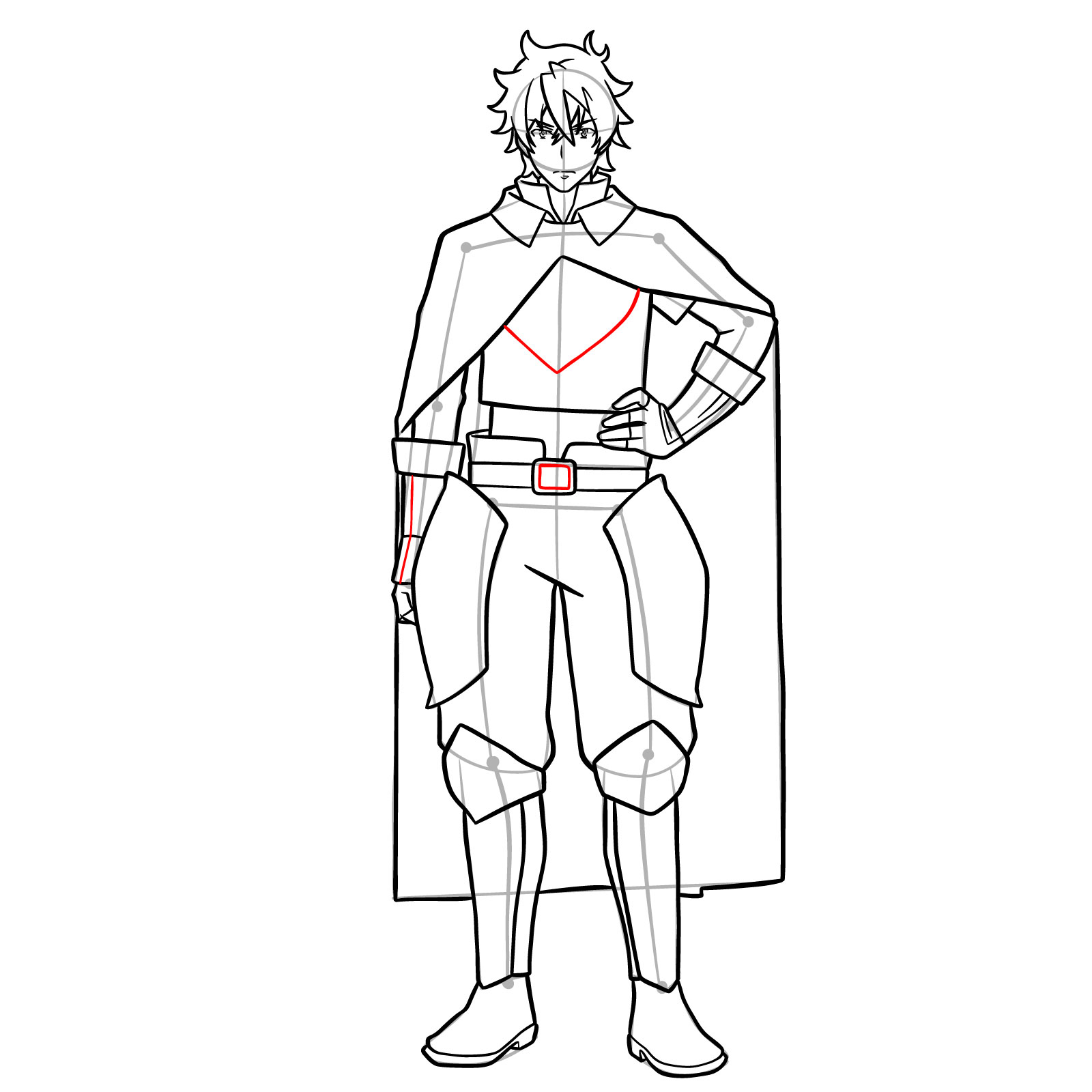 How to draw Naofumi Iwatani from The Rising of the Shield Hero - step 24