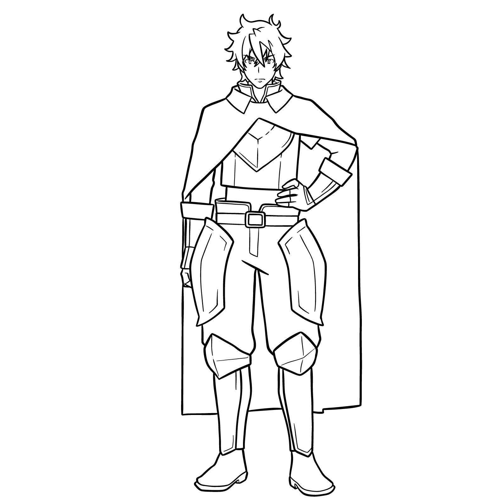 Easy drawing of Naofumi Iwatani, the Shield Hero - final step