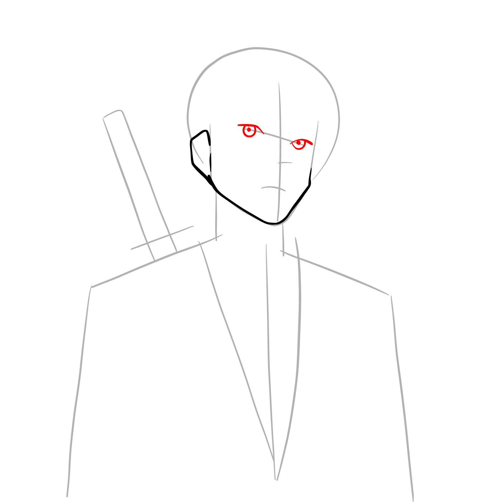 How to draw the face of Aki Hayakawa - step 06