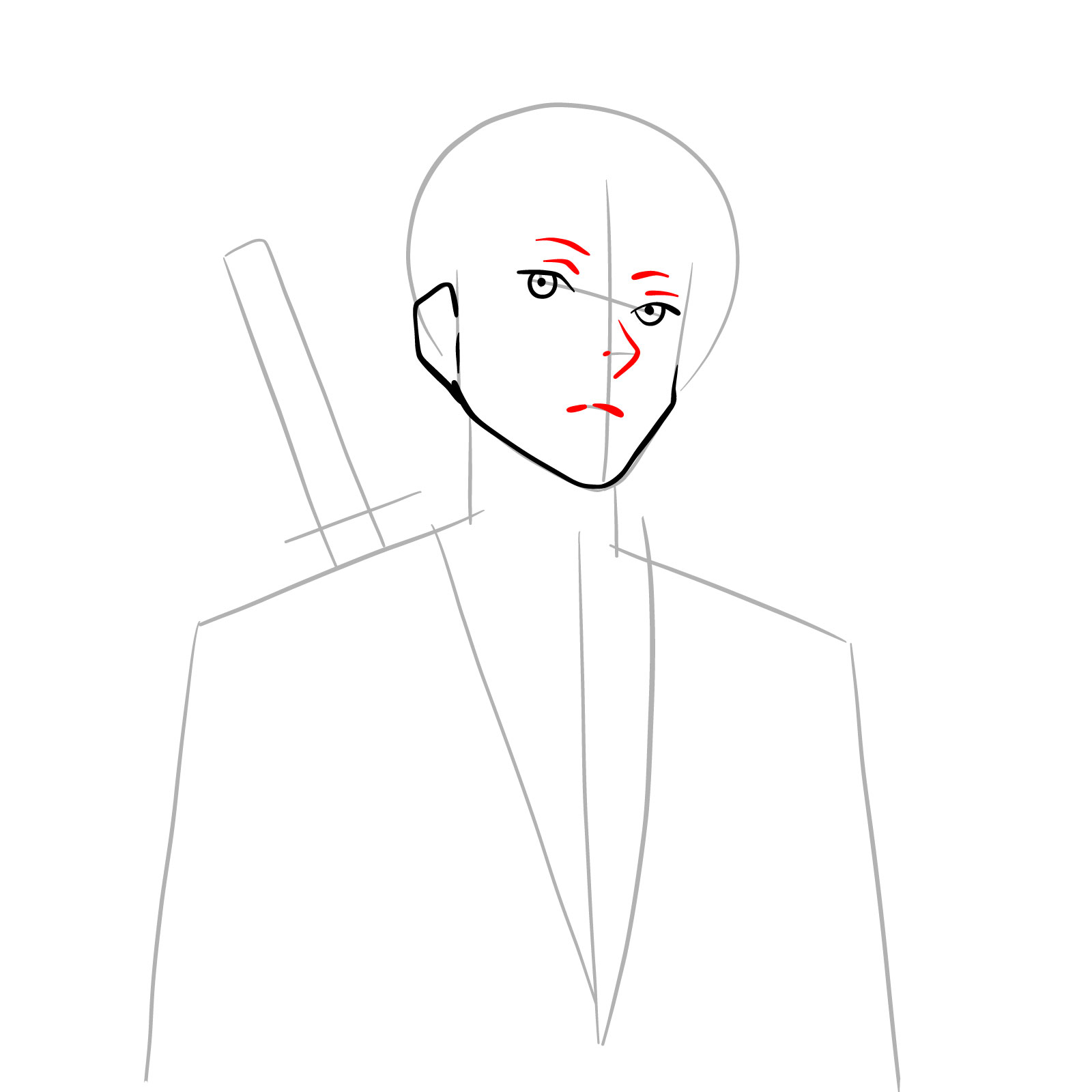 How to draw the face of Aki Hayakawa - step 07