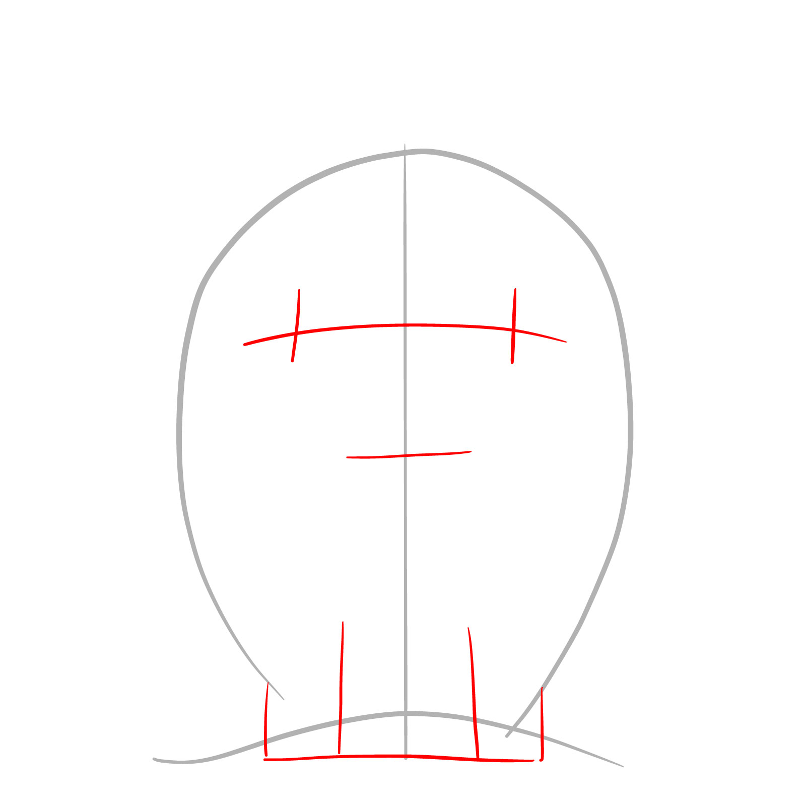 How to draw Pochita front view - step 02
