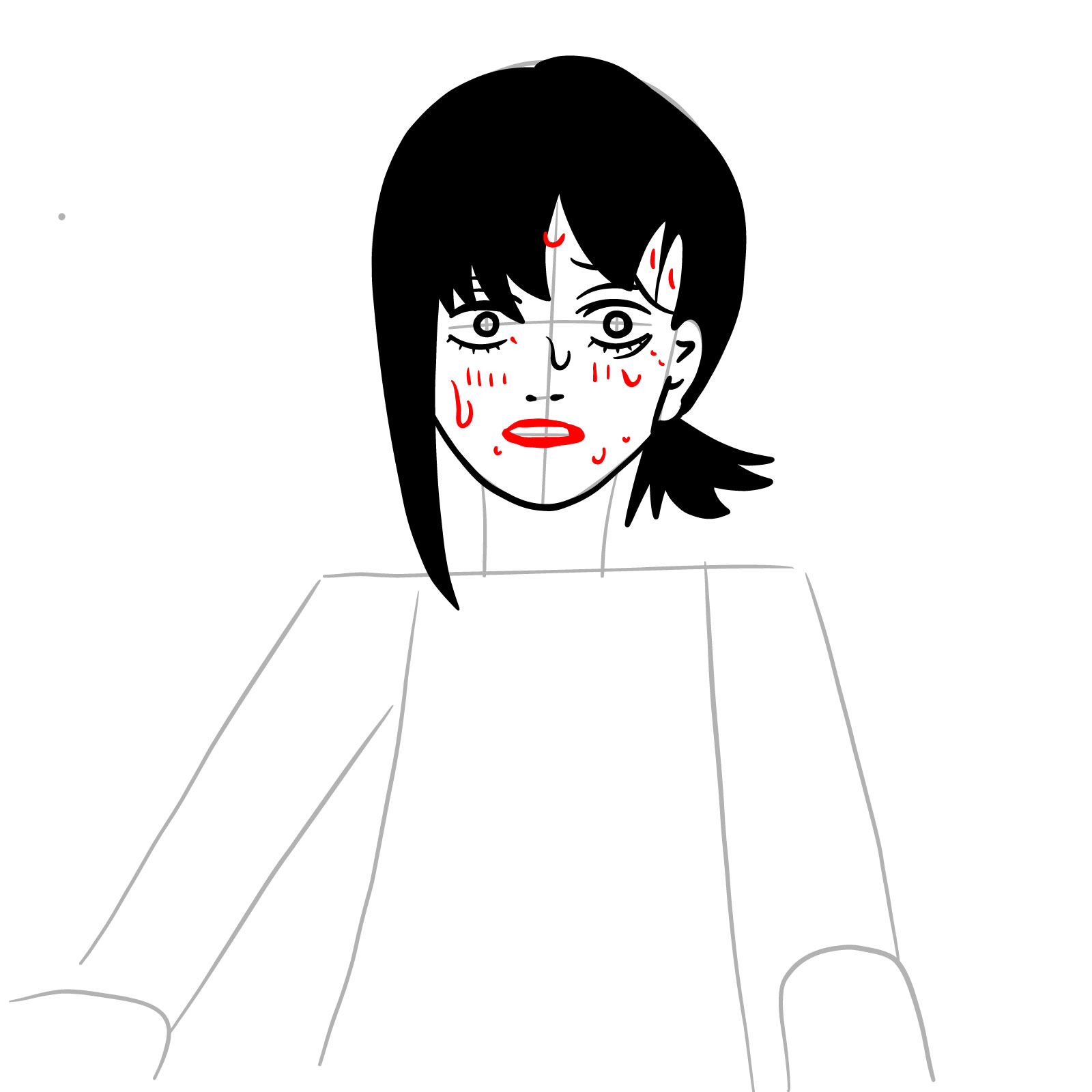 How to draw Kobeni's face (manga) - step 13