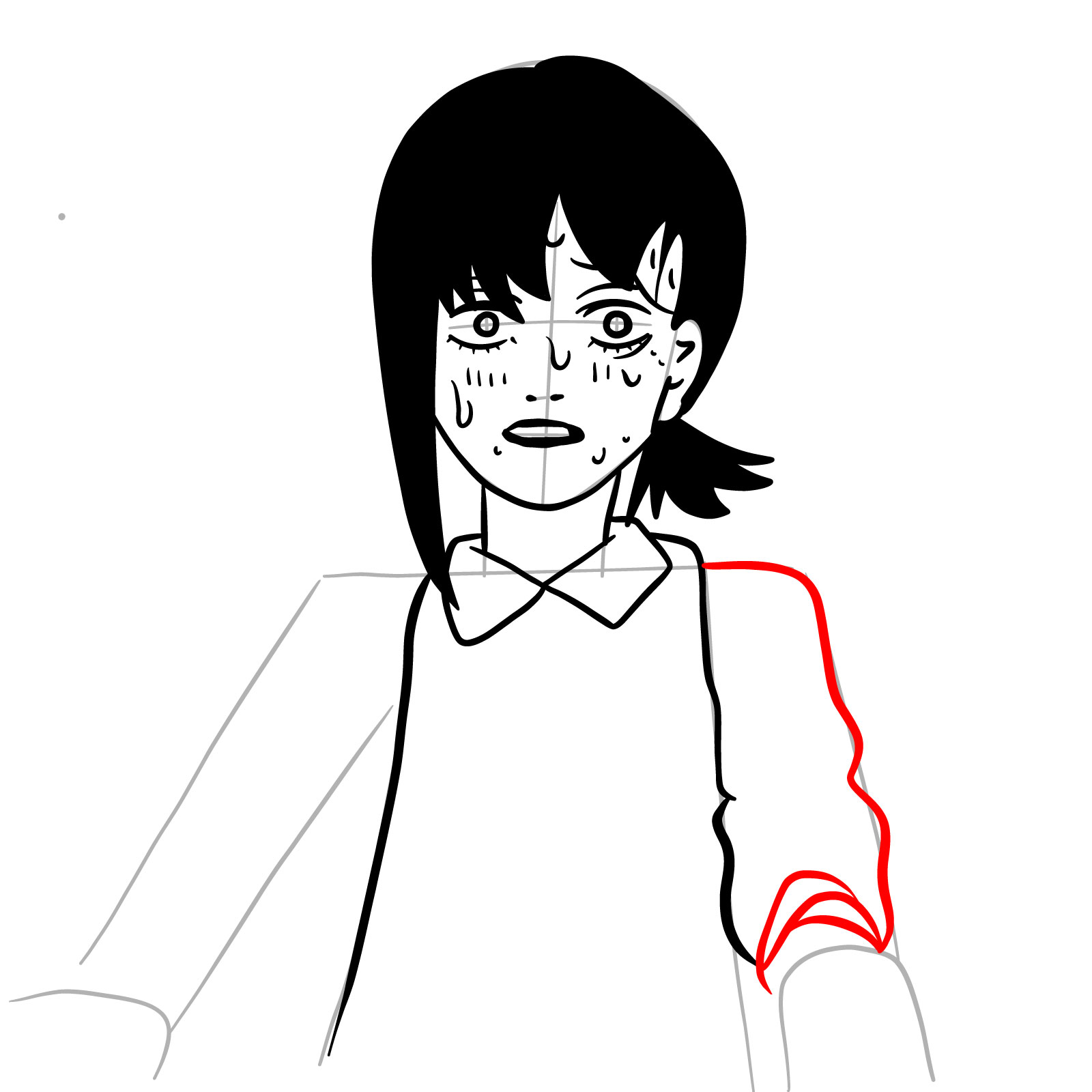 How to draw Kobeni's face (manga) - step 16