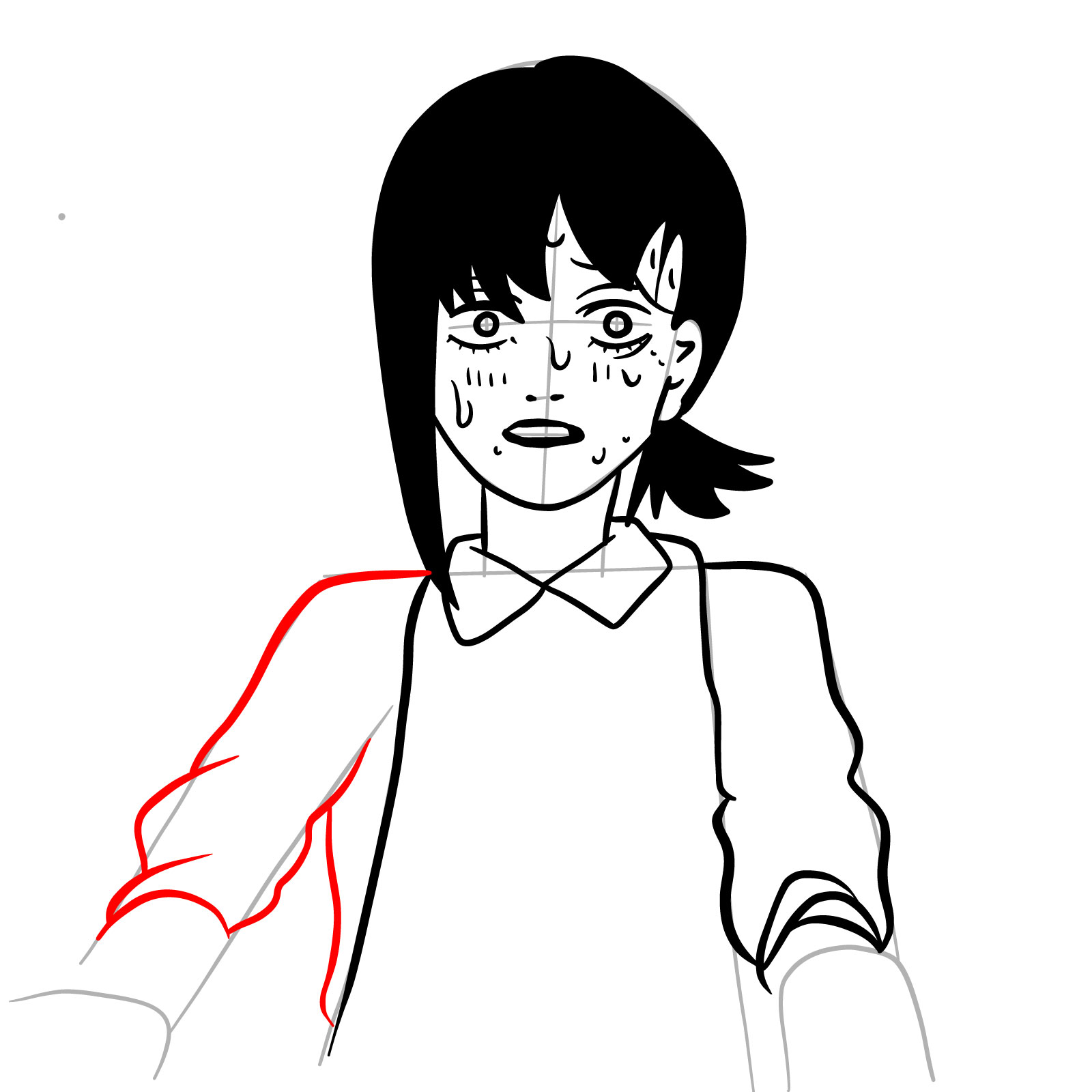 How to draw Kobeni's face (manga) - step 17