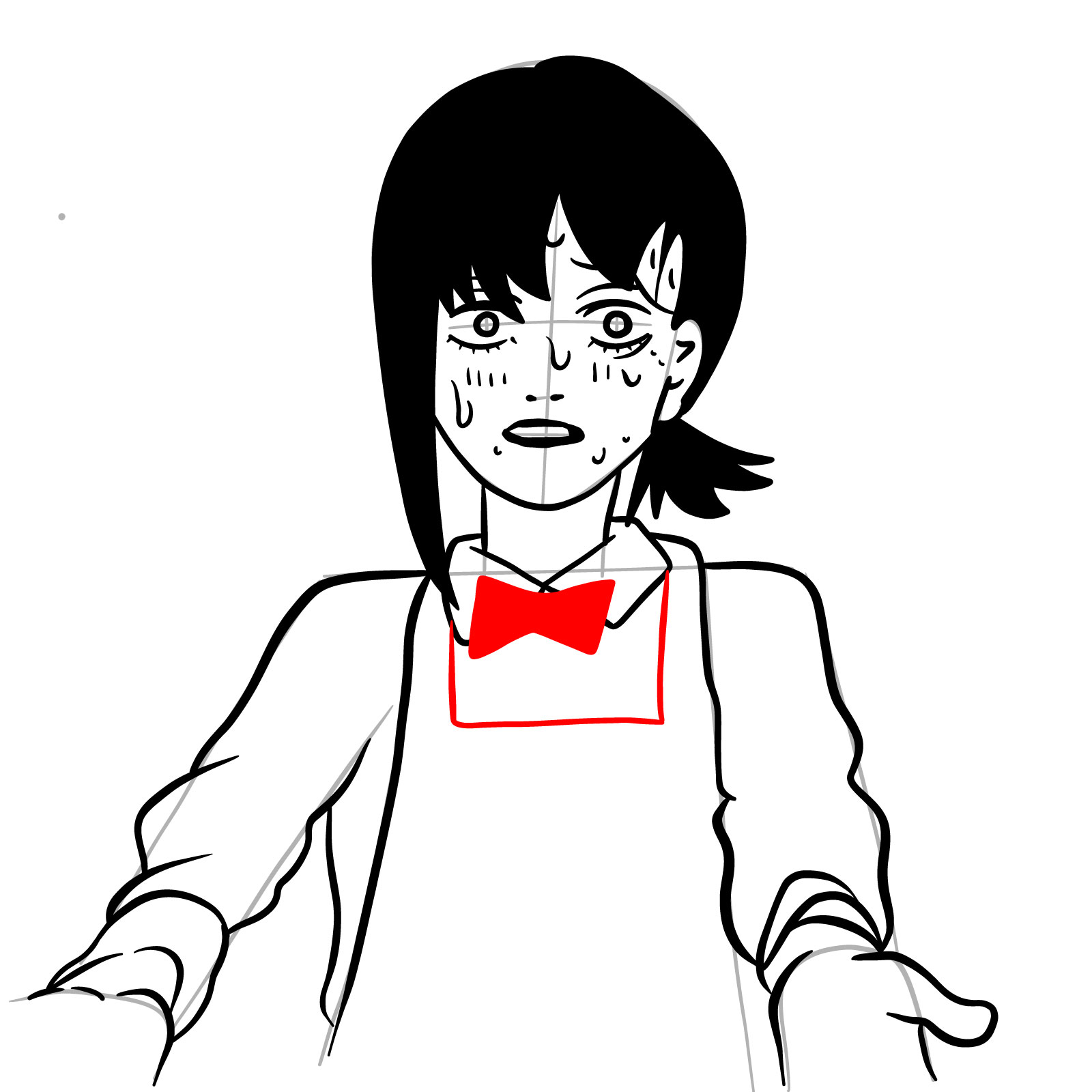 How to draw Kobeni's face (manga) - step 19