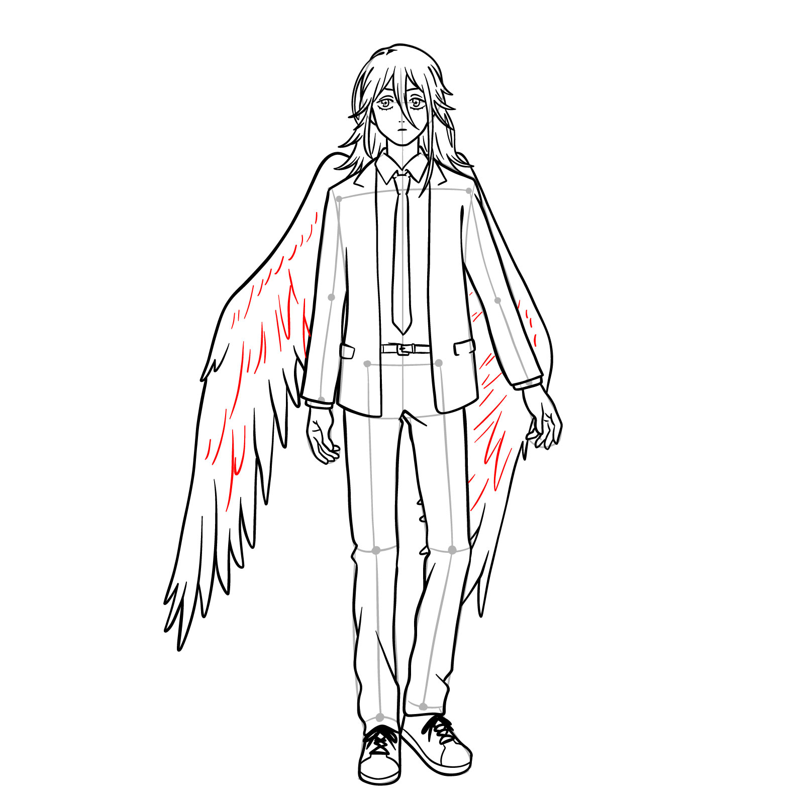 anime guy with wings drawing