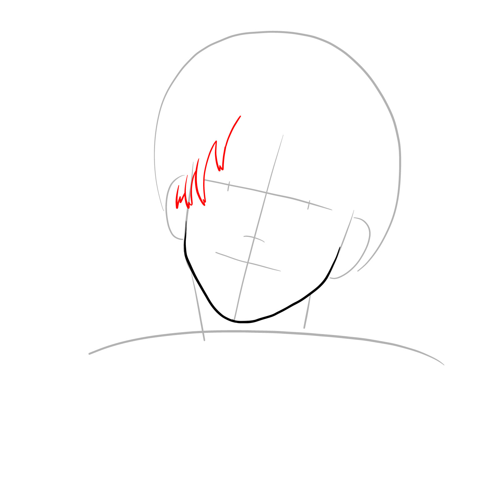 How to draw Denji's face (manga) - step 04
