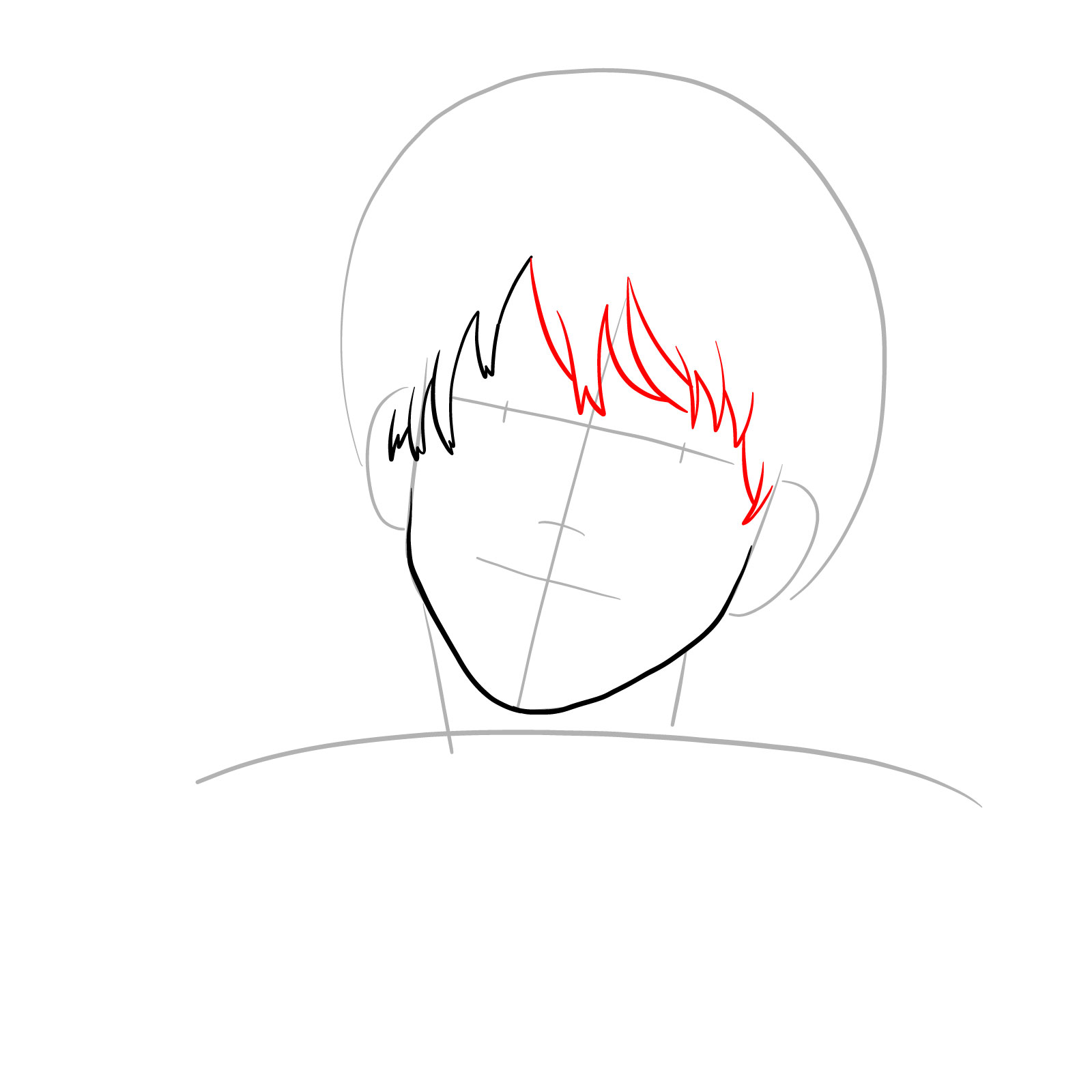 How to draw Denji's face (manga) - step 05