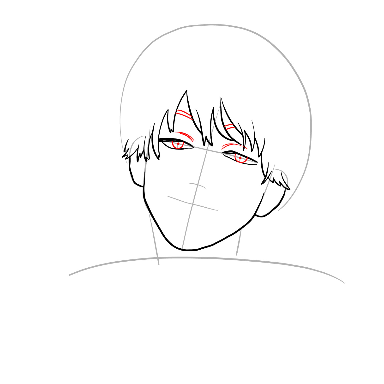 How to draw Denji's face (manga) - step 08