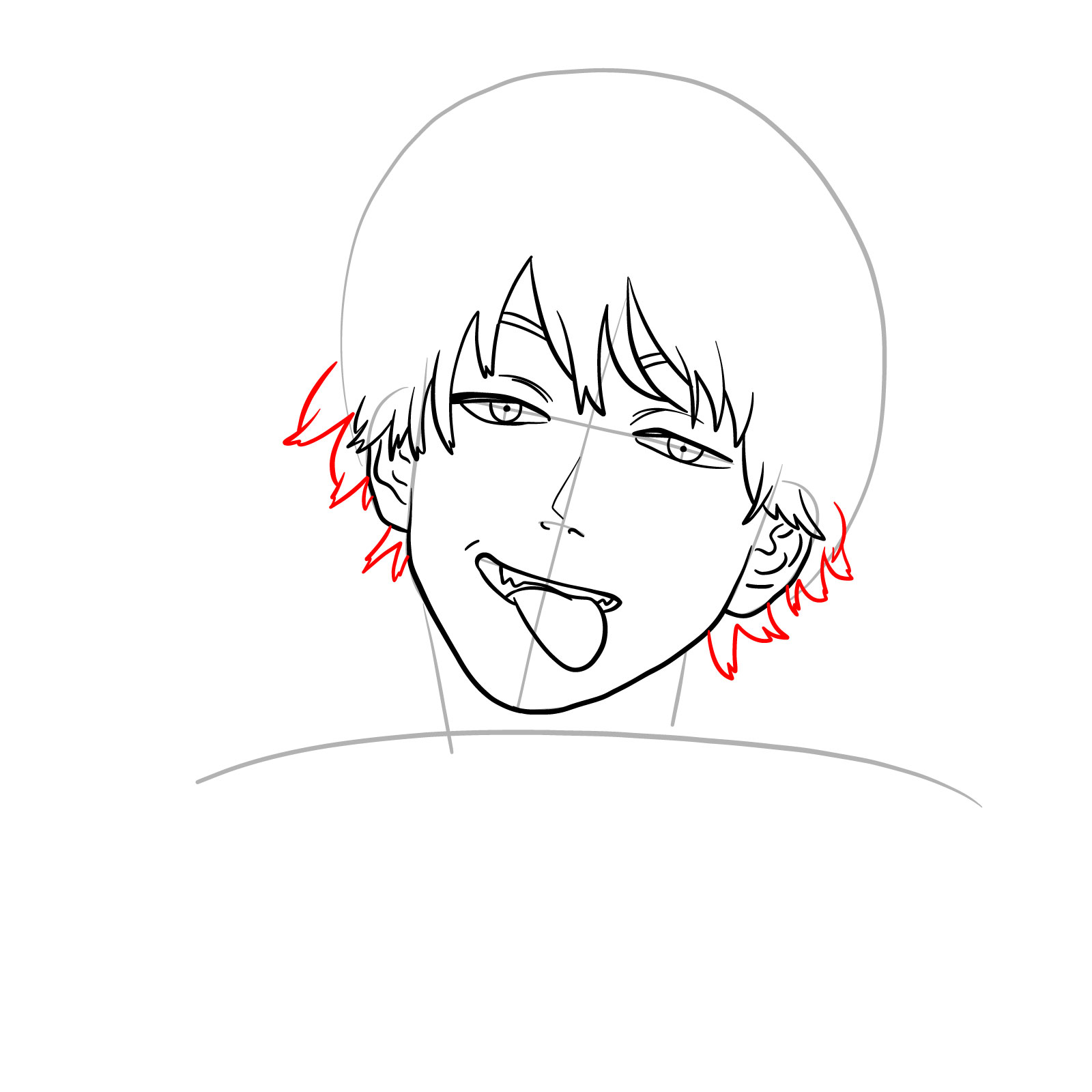 How to draw Denji's face (manga) - step 11