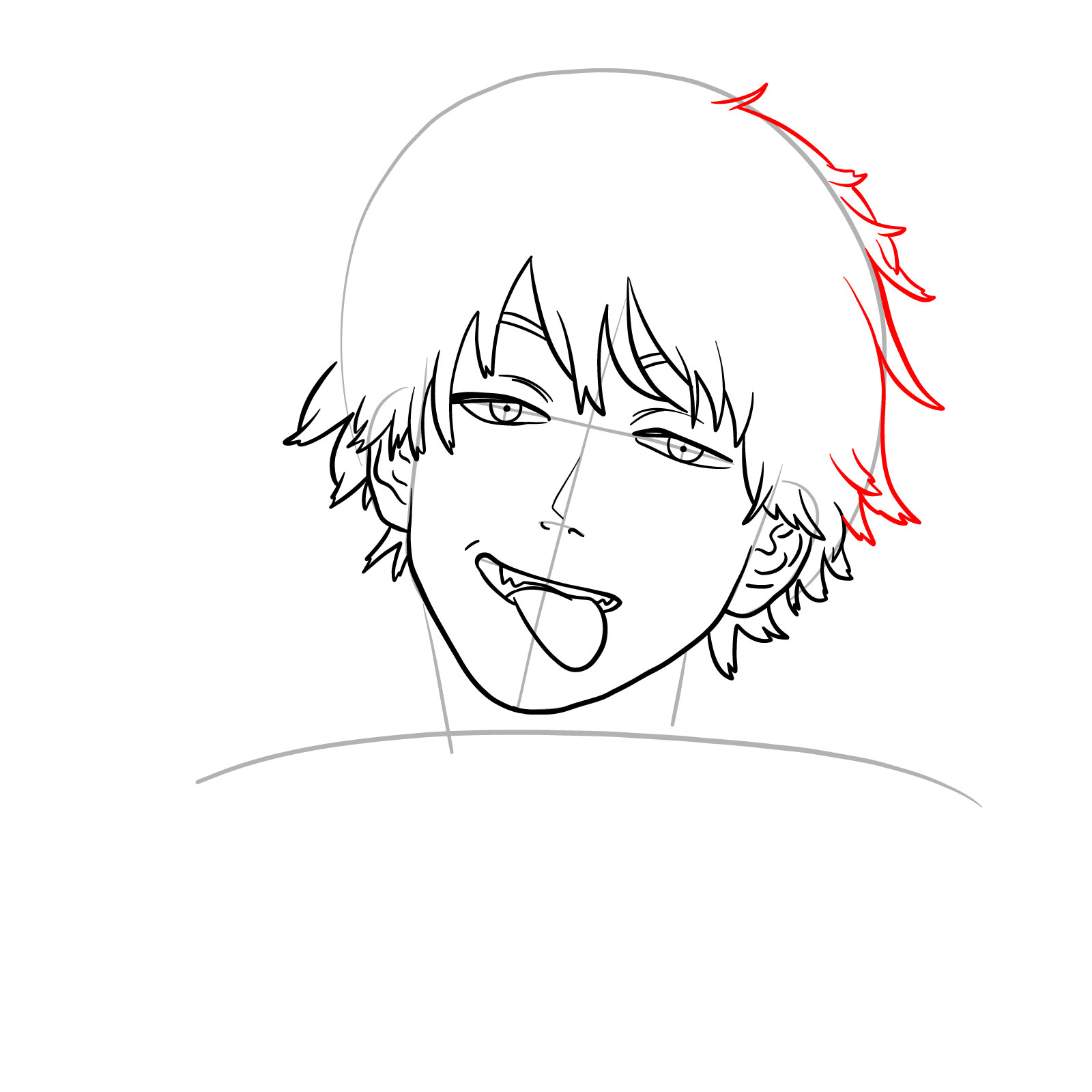 How to draw Denji's face (manga) - step 12