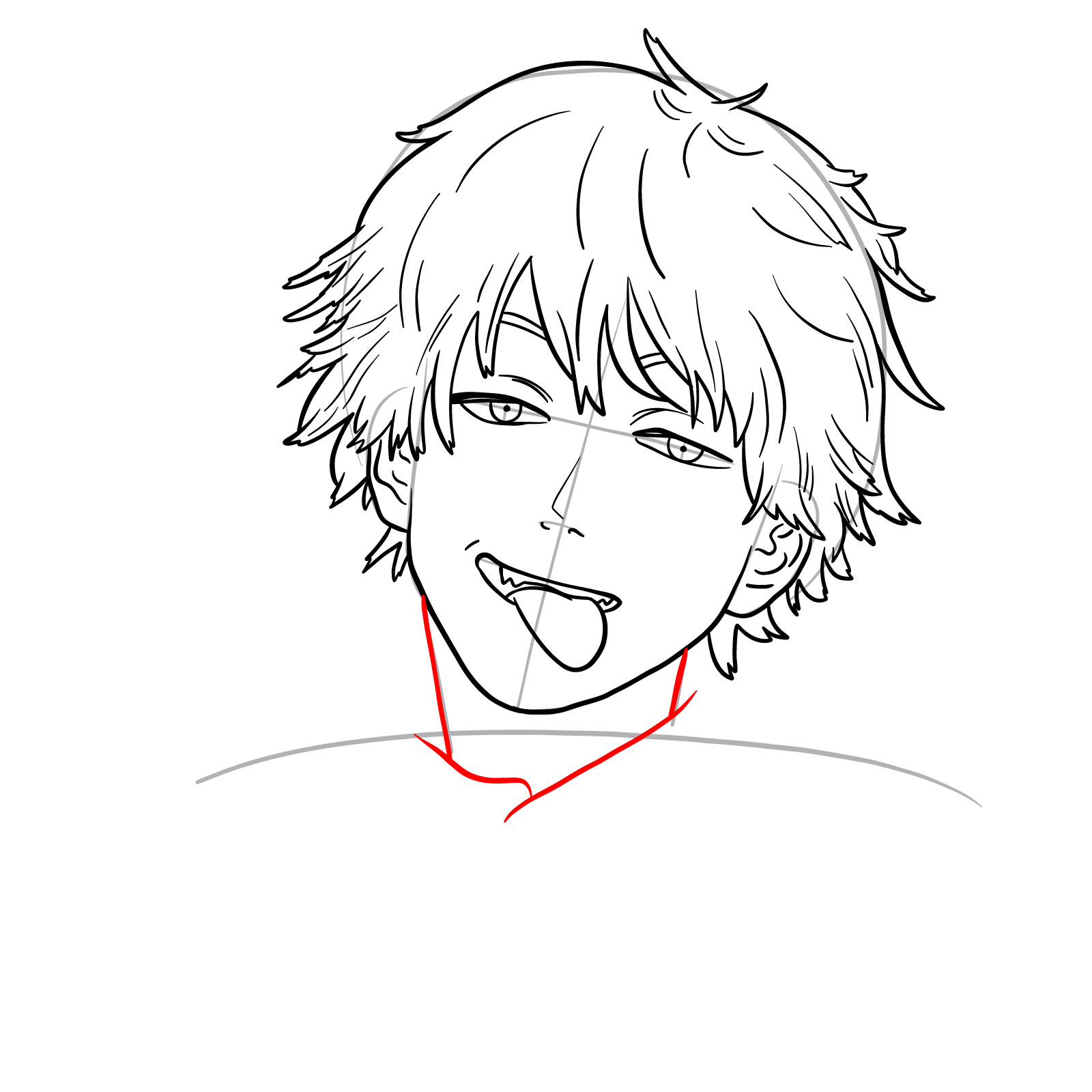 How to draw Denji's face (manga) - step 15